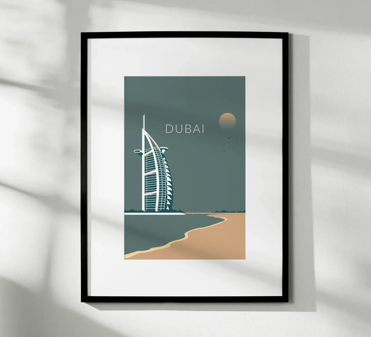 Dubai al chiaro di luna poster con telaio in legno da studiopicaprints