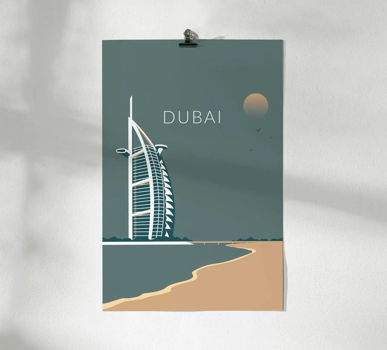 Dubai al chiaro di luna poster con telaio in legno da studiopicaprints