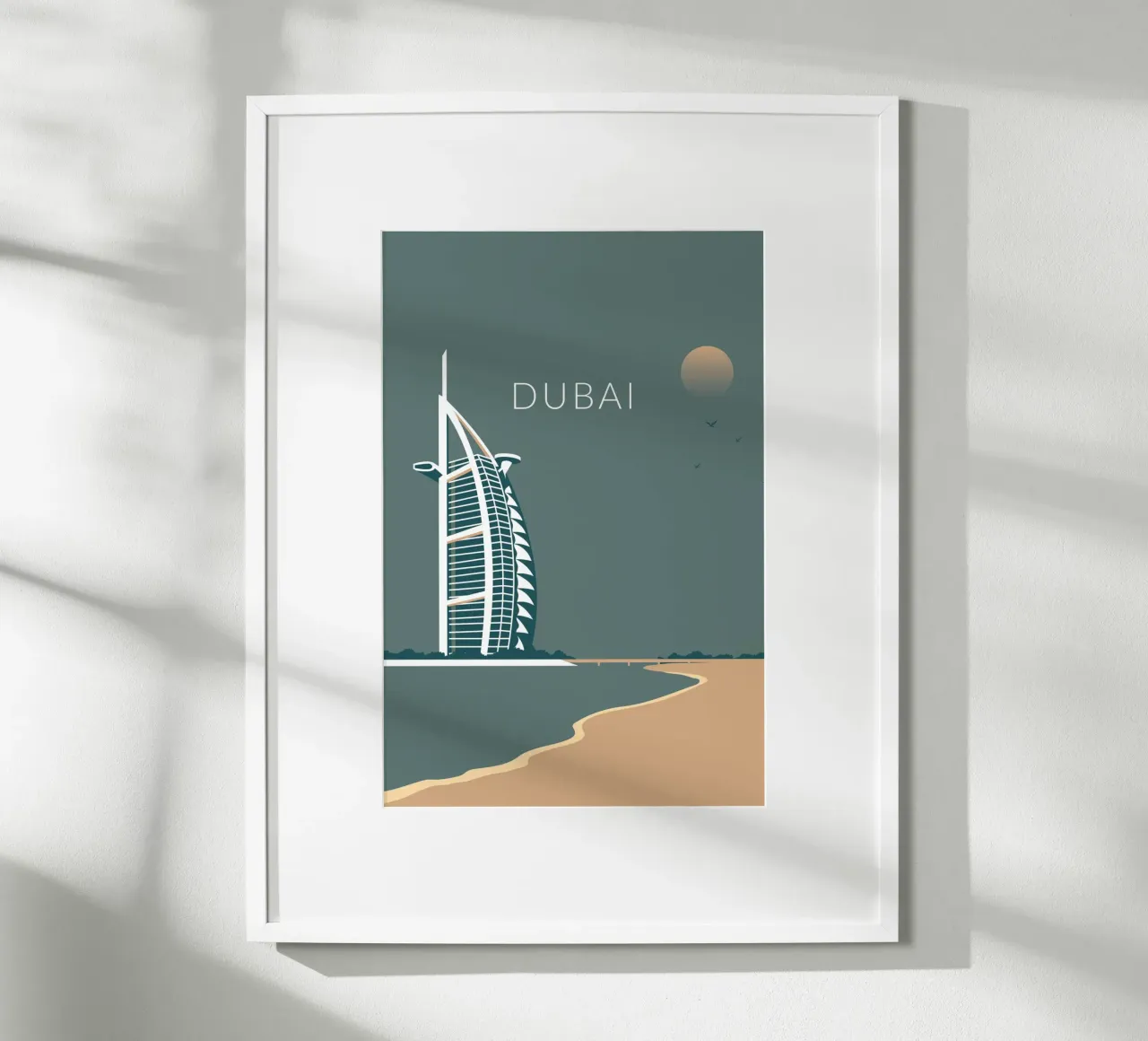 Dubai al chiaro di luna poster con telaio in legno da studiopicaprints