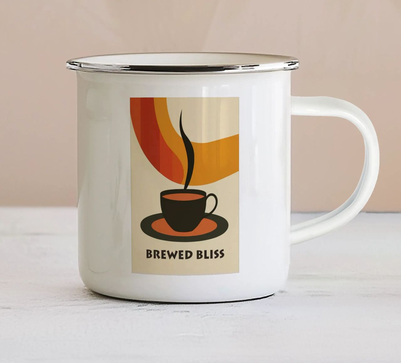 Glücks-Kaffee | Poster del caffè in stile anni '70 tazza in smalto da Autofocus