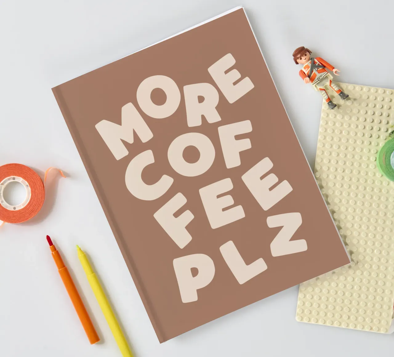 More Coffee Please Caffeine Latte Lovers Kitchen Typography notebook by THE MOTIVATED TYPE