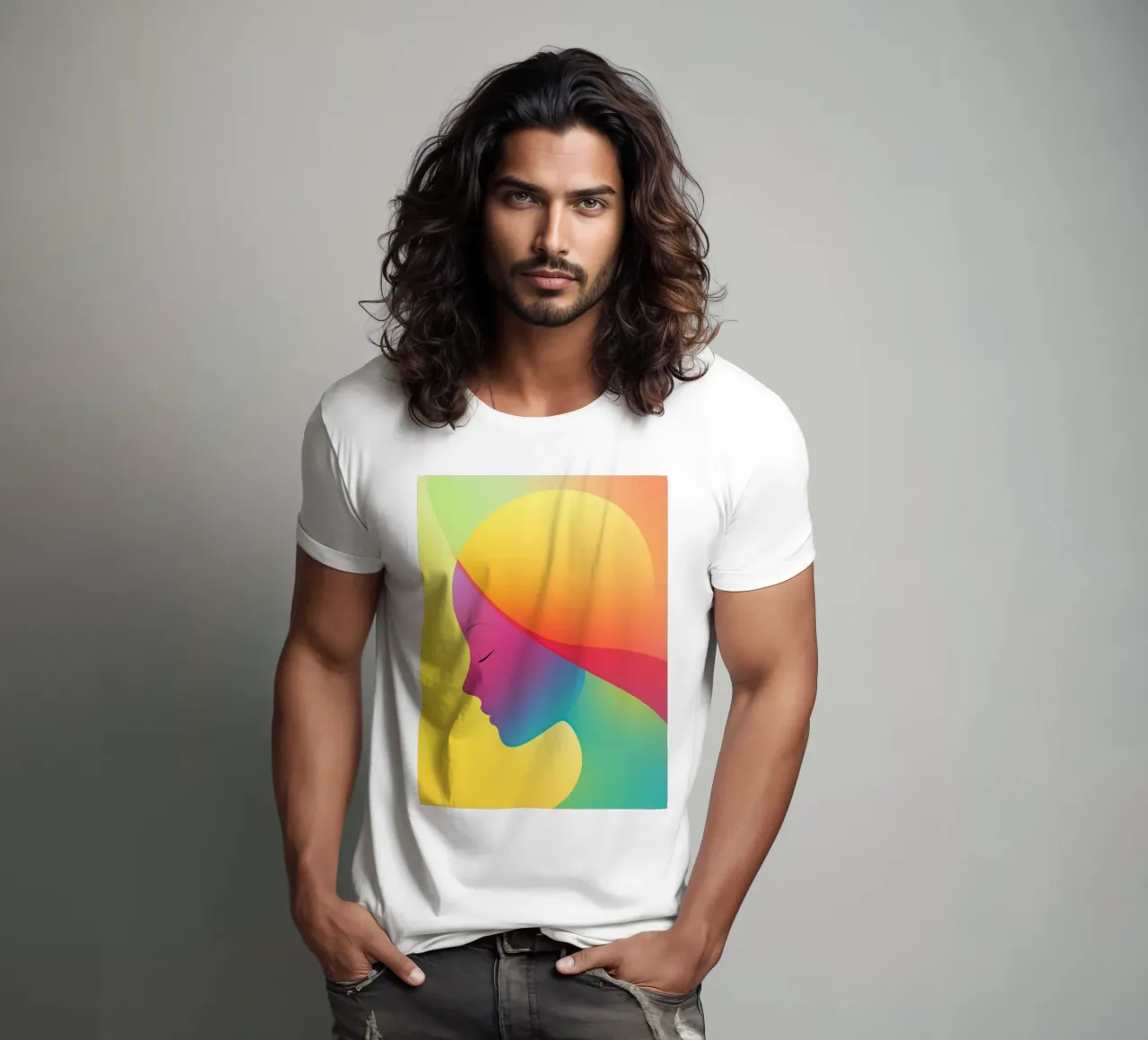 Donna arcobaleno colorata con design al neon t-shirt da Autofocus