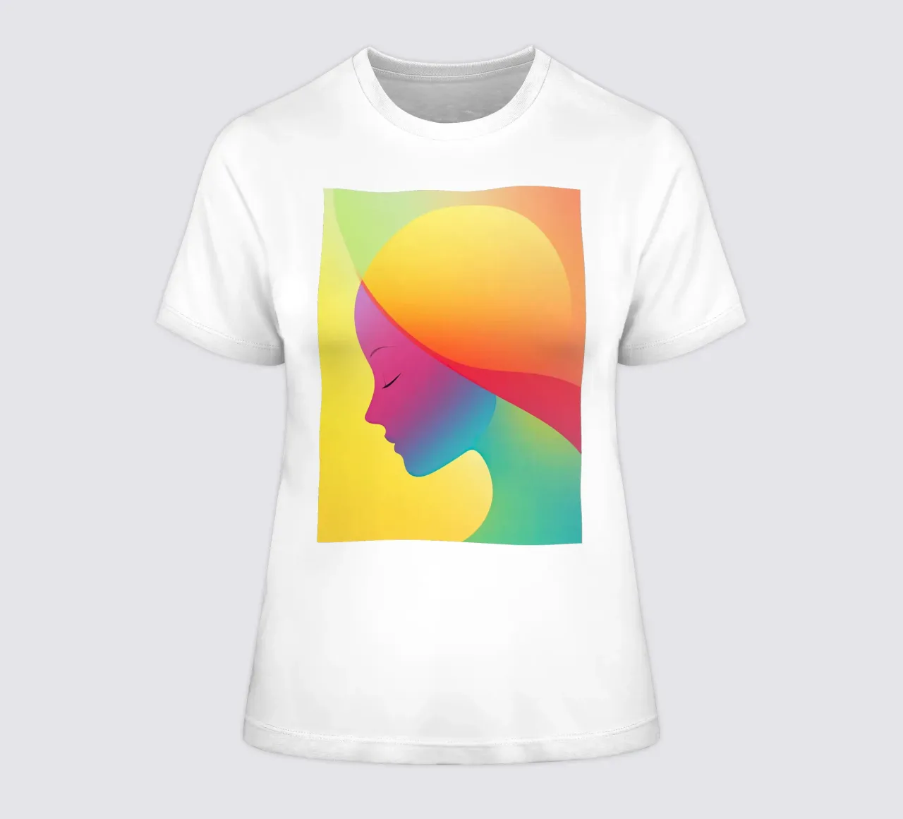 Kleurrijke regenboogvrouw in neonontwerp dames t-shirt getailleerd van Autofocus