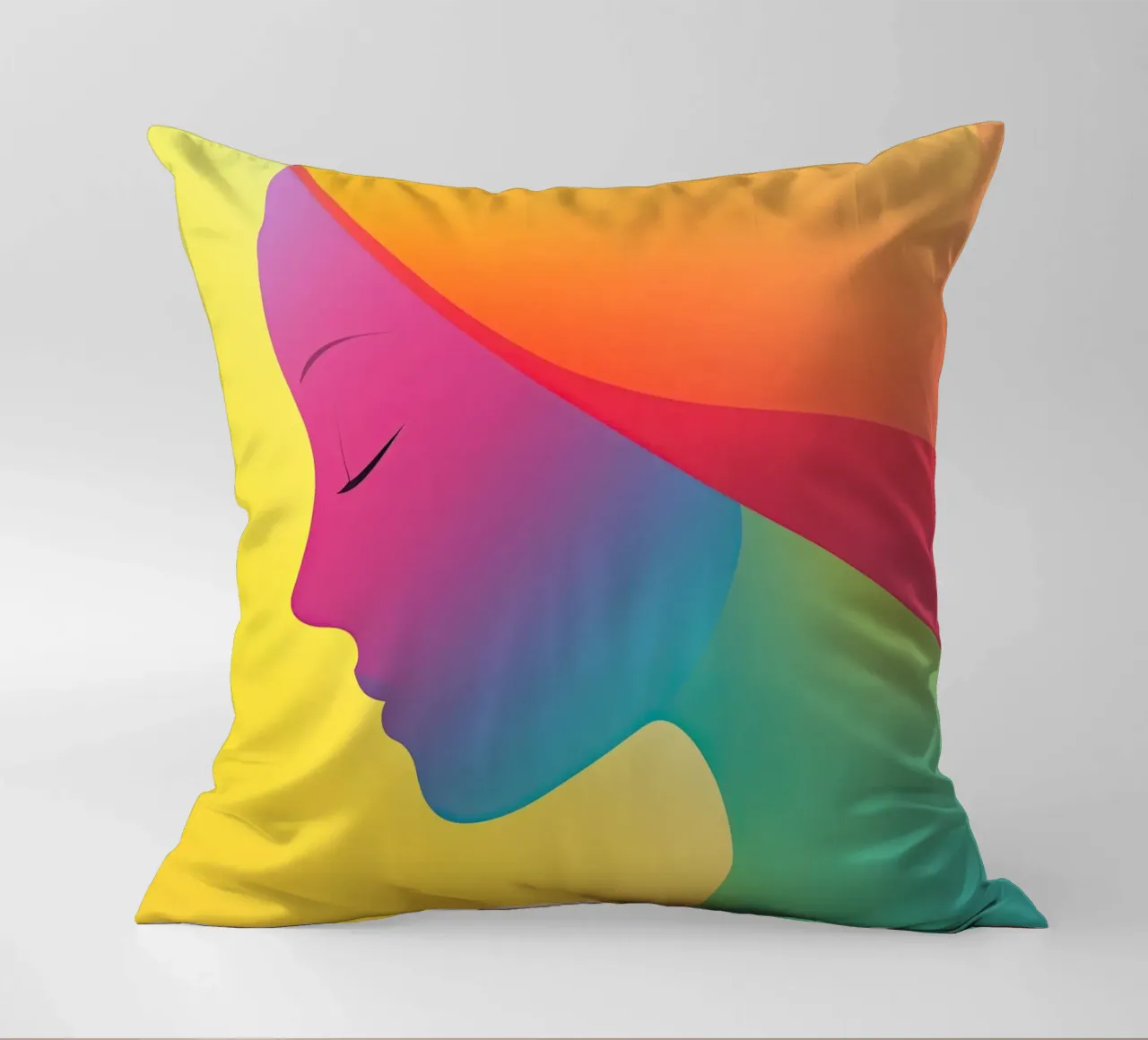 Donna arcobaleno colorata con design al neon cuscino da Autofocus