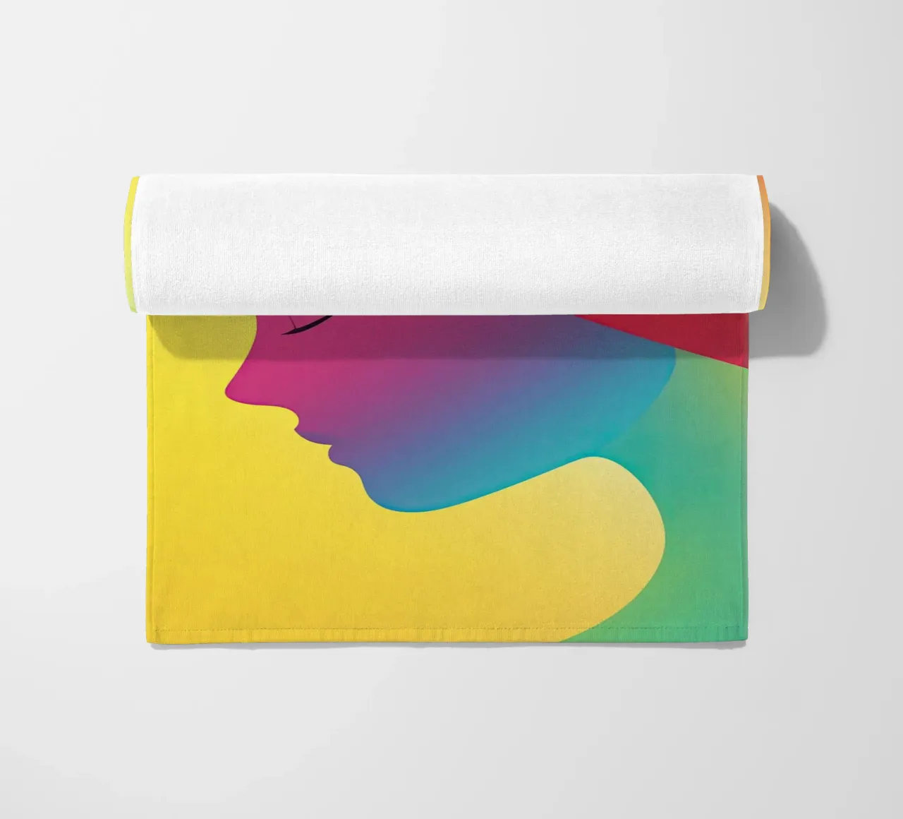 Donna arcobaleno colorata con design al neon telo mare da Autofocus