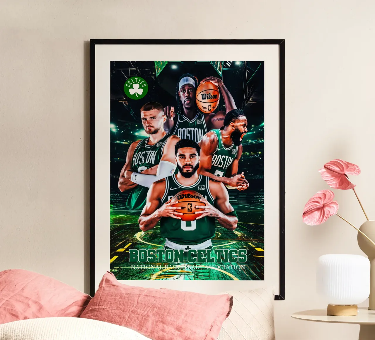 Boston Celtics poster con telaio in legno da tenten