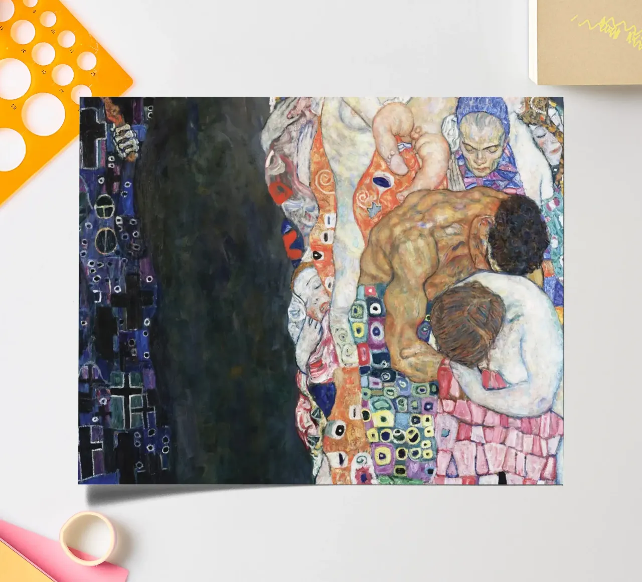 Gustav Klimt's Death and Life print sticker sheet by Venus Art
