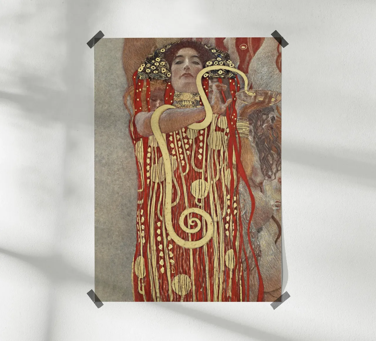 Gustav Klimt's Hygieia (1907) classical painting poster con telaio in alluminio da Venus Art