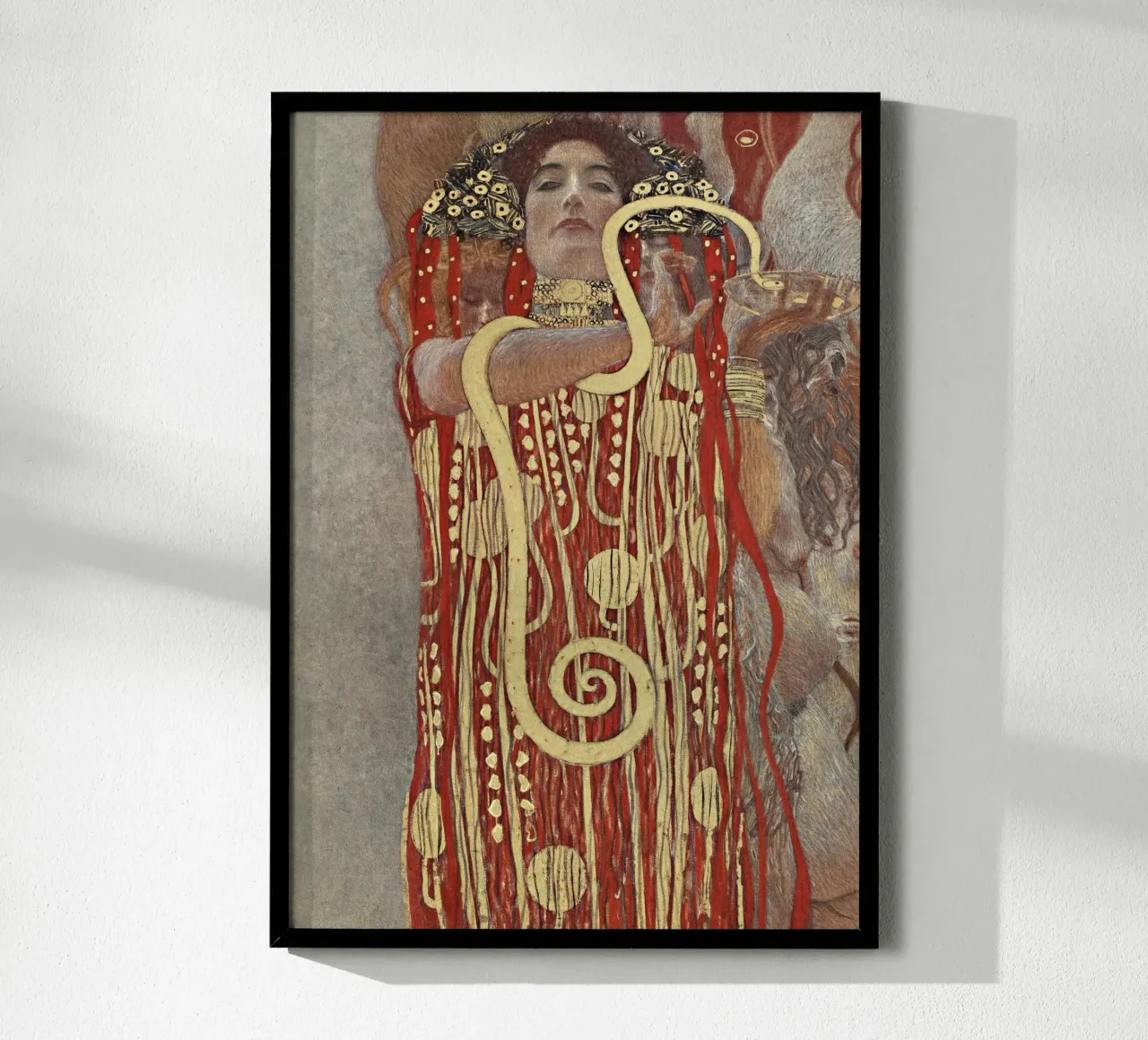 Gustav Klimt's Hygieia (1907) classical painting poster con telaio in alluminio da Venus Art