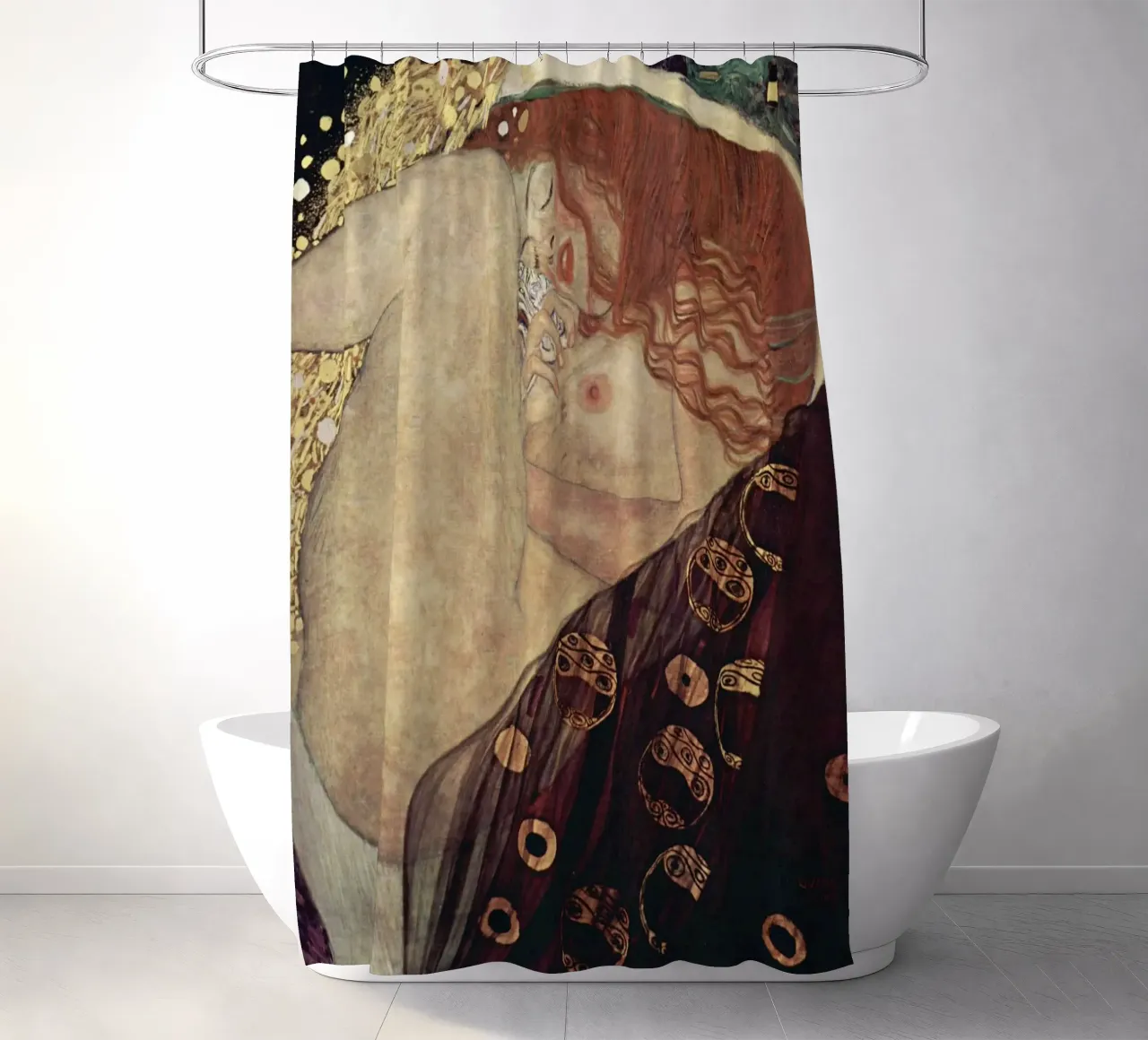 Gustav Klimt's Danae print shower curtain by Venus Art