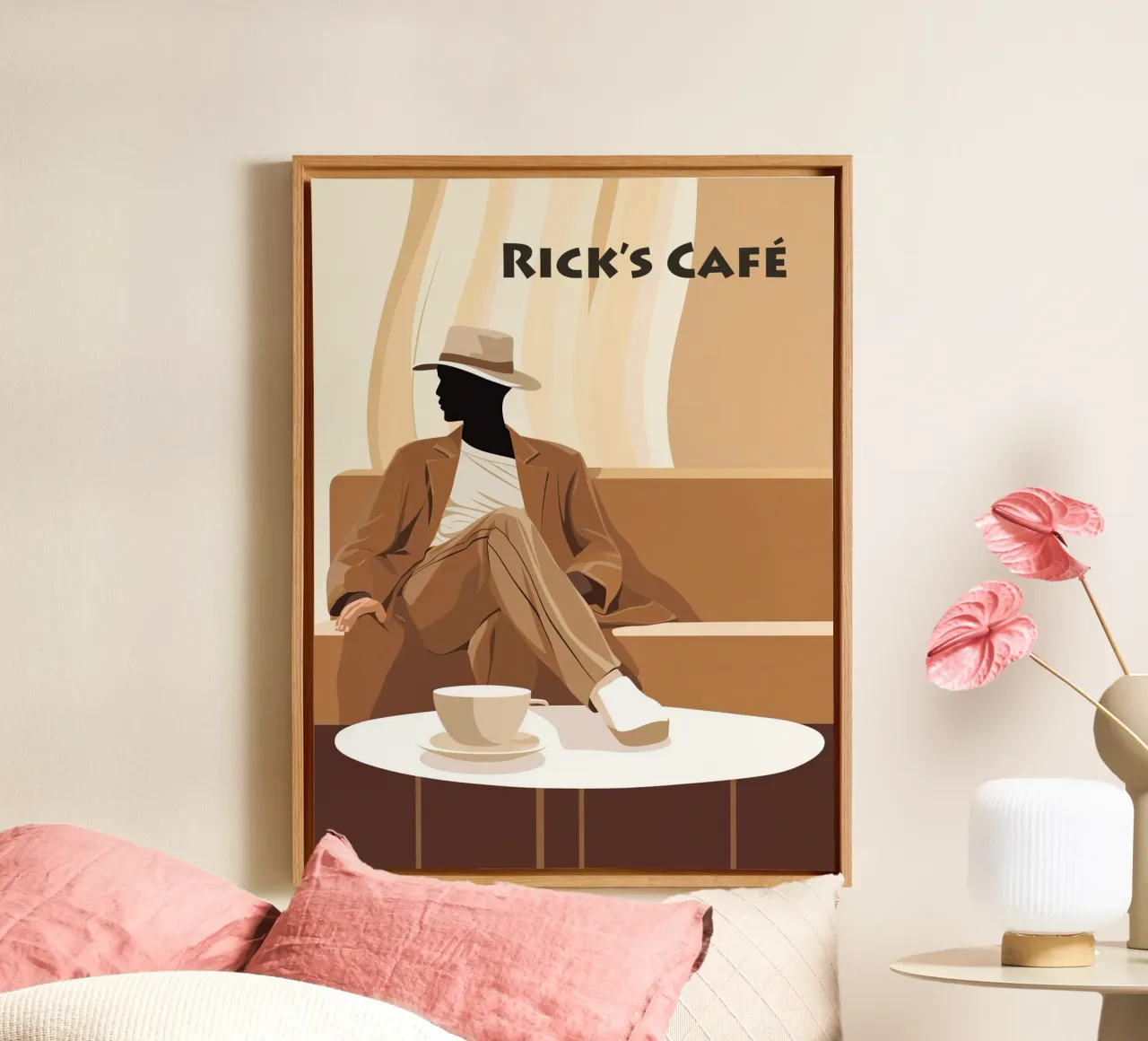 Ricks Cafe Casablanca | Mocha Mousse Colored Artwork tela con Cornice a cassetta da Autofocus