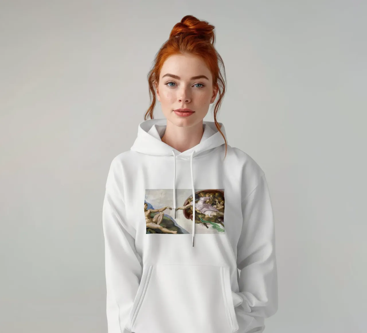 Michelangelo Buonarroti's The Creation of Adam felpa con cappuccio da Venus Art