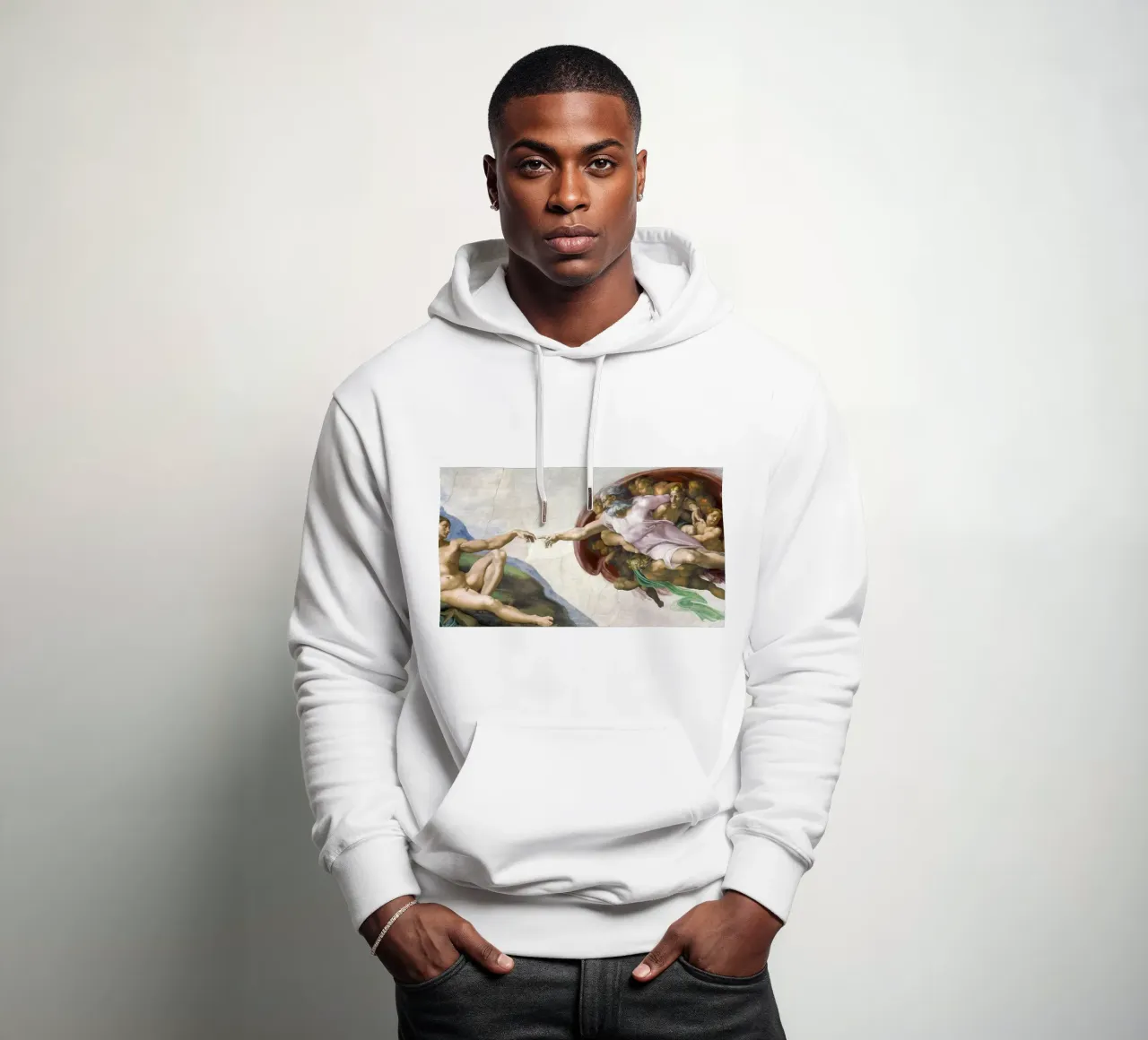 Michelangelo Buonarroti's The Creation of Adam felpa con cappuccio da Venus Art