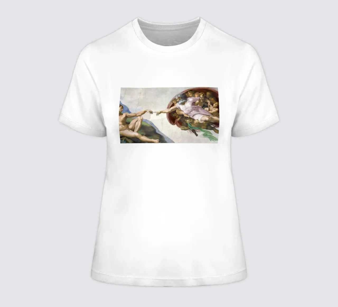 Michelangelo Buonarroti's The Creation of Adam t-shirt da donna da Venus Art