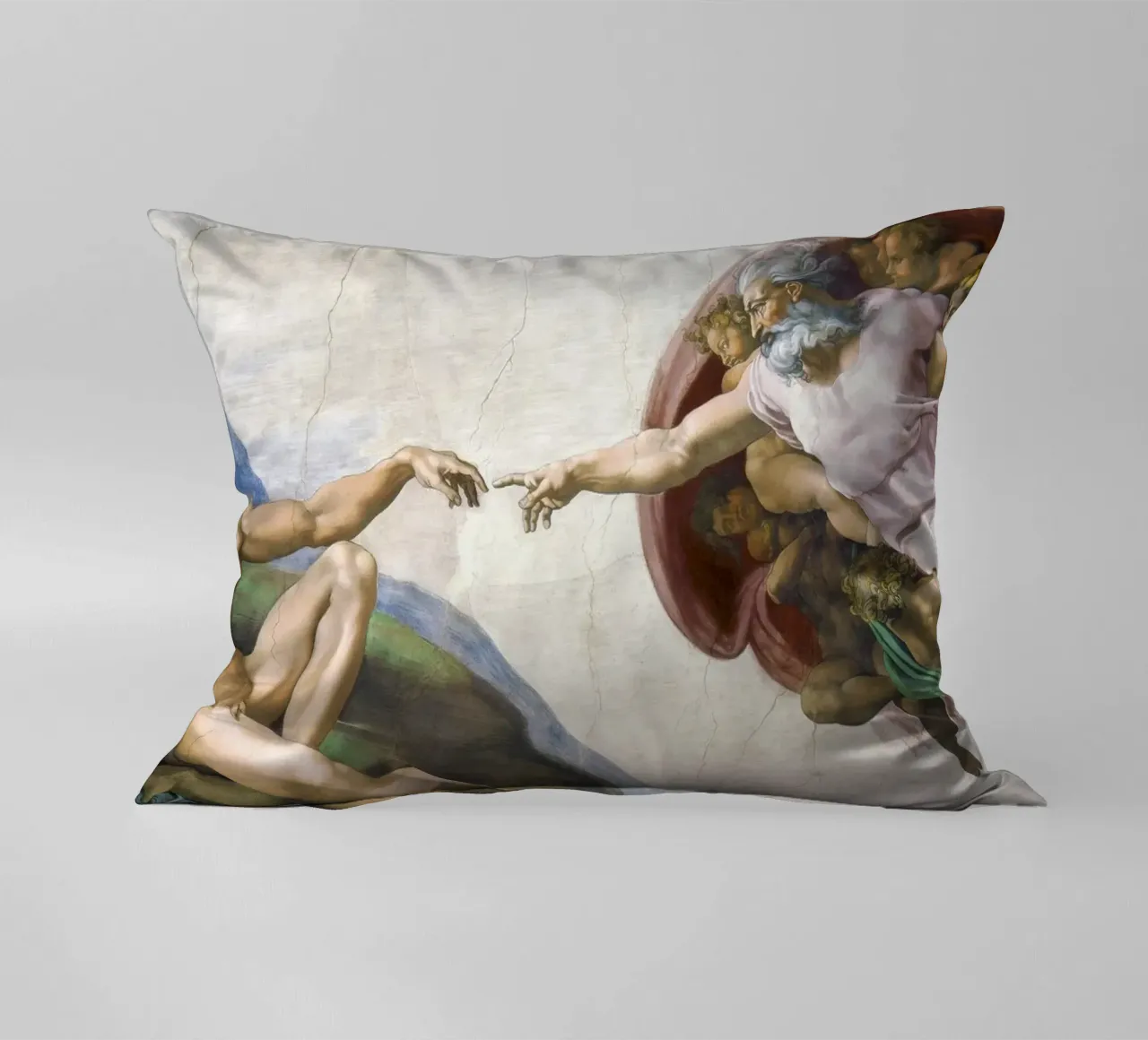 Michelangelo Buonarroti's The Creation of Adam cuscino da Venus Art
