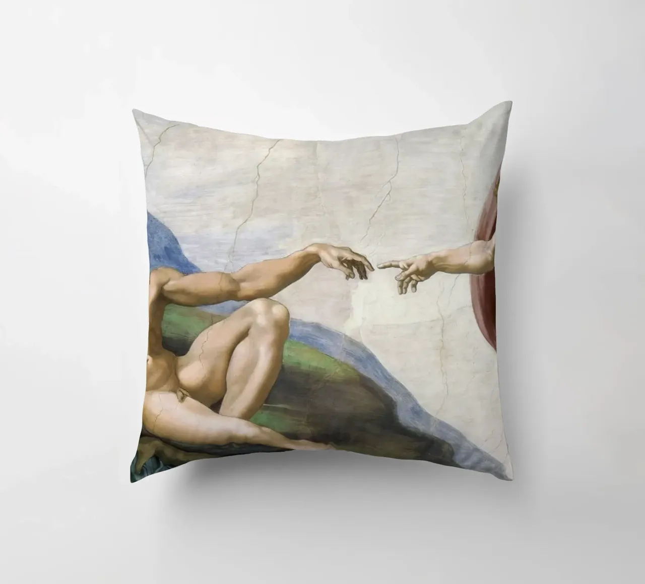 Michelangelo Buonarroti's The Creation of Adam cuscino da Venus Art