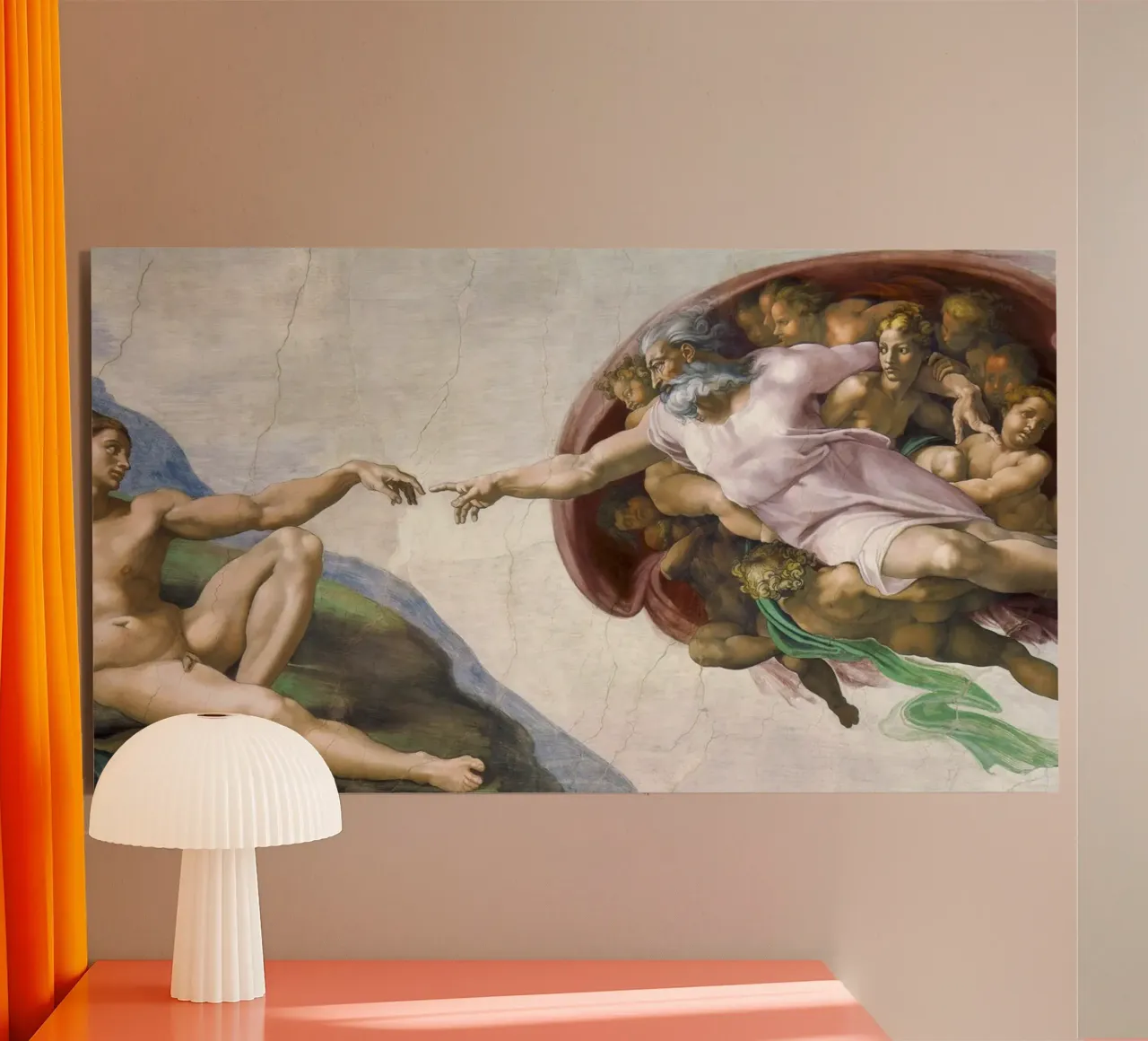Michelangelo Buonarroti's The Creation of Adam alluminio dibond da Venus Art