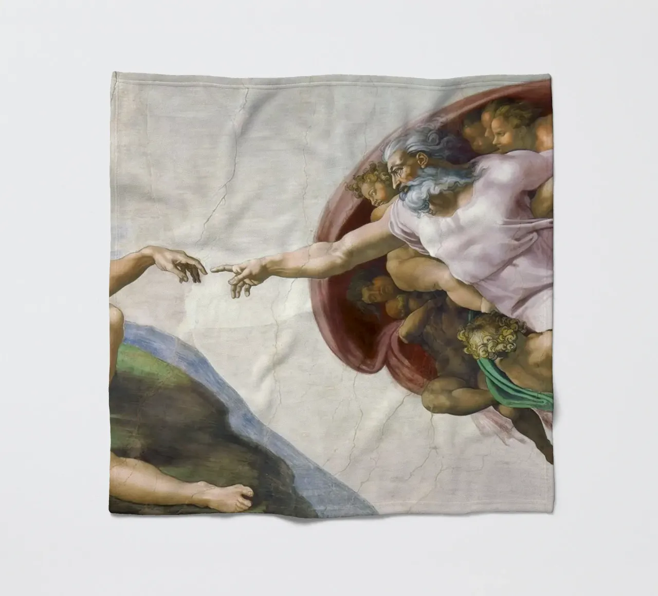 Michelangelo Buonarroti's The Creation of Adam coperta in pile da Venus Art