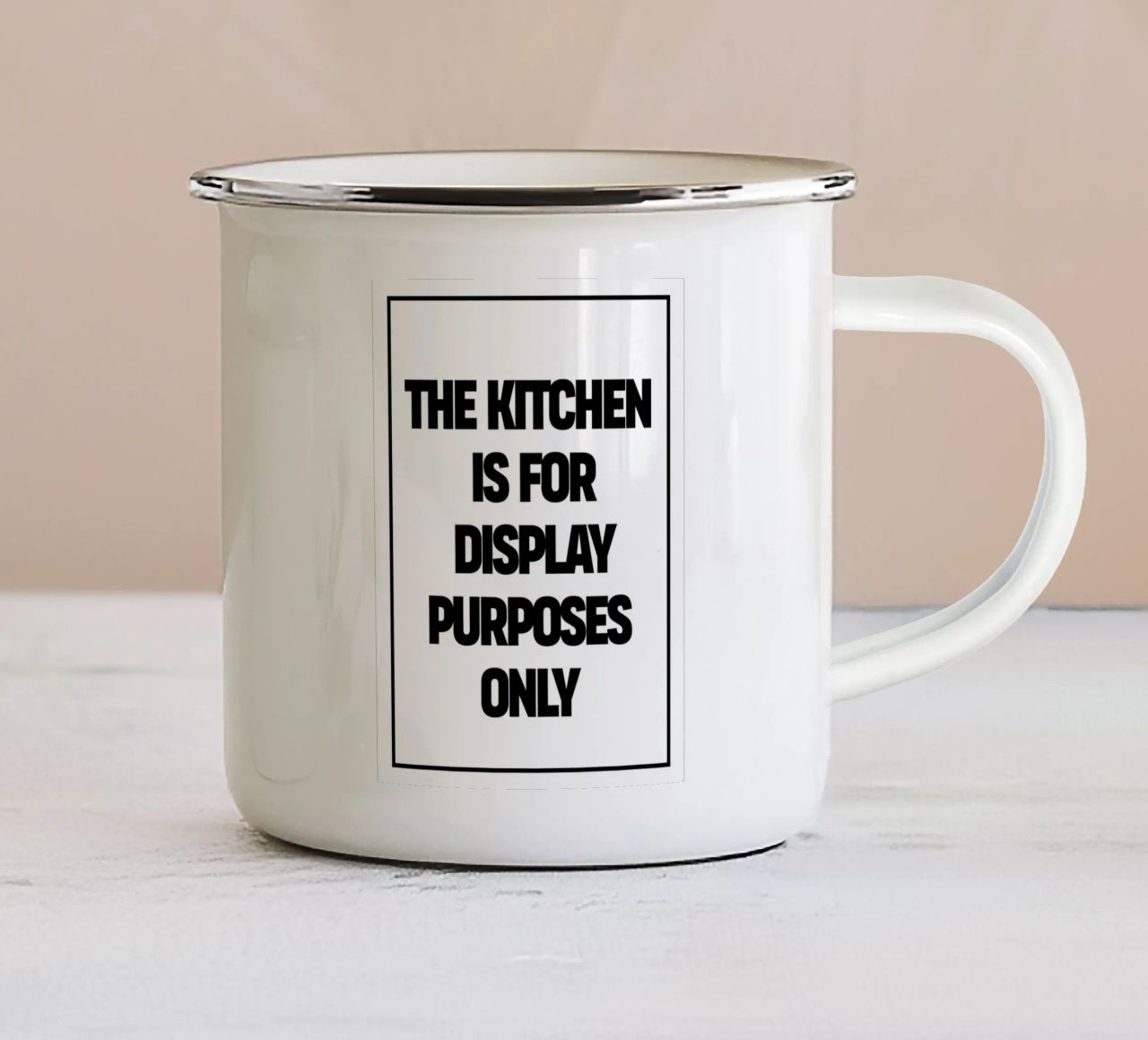 The Kitchen is for display purposes only Emaille Tasse von TheGrumpyHomeDecor