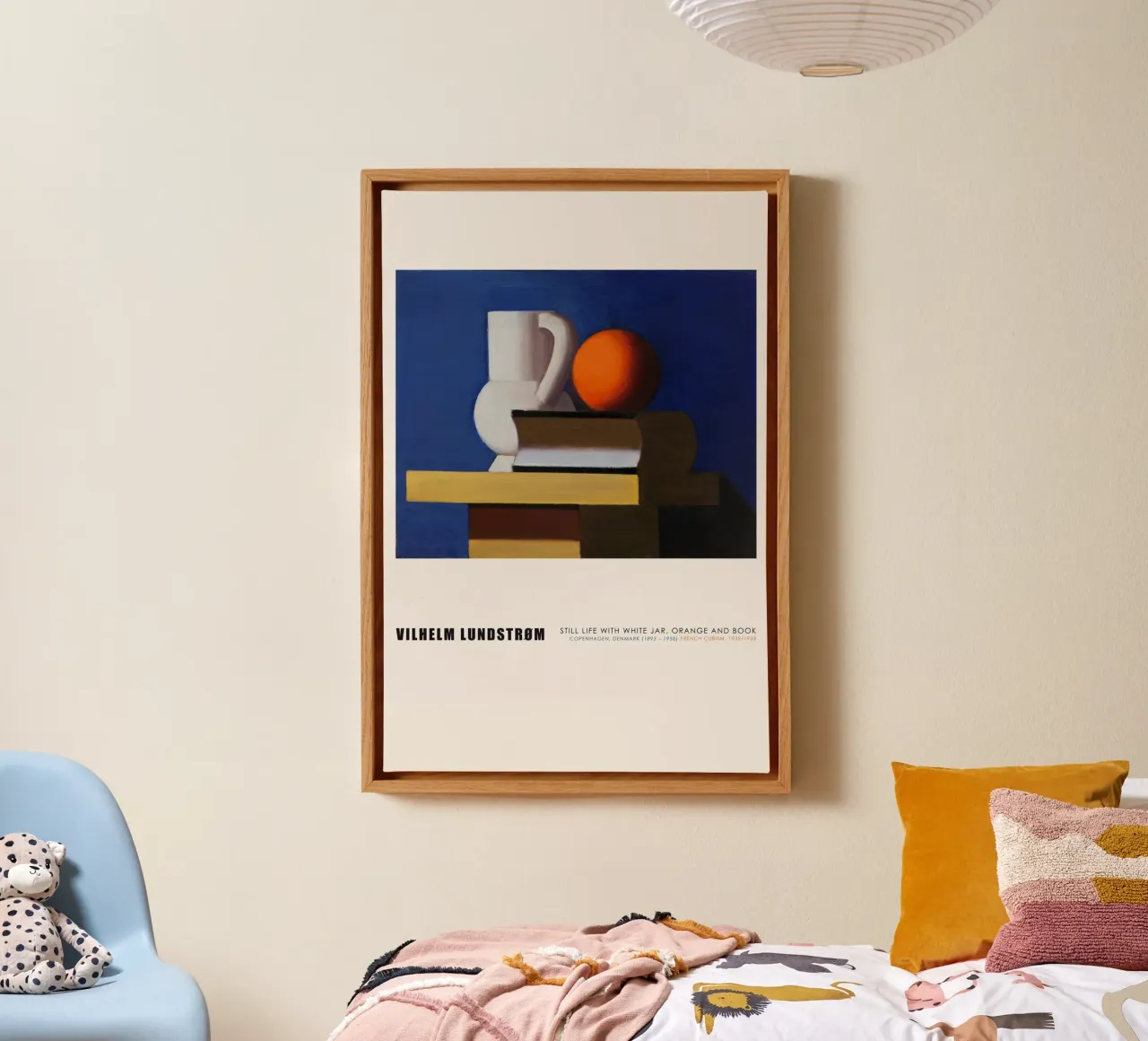 Vilhelm Lundstrom - Natura morta con vaso, arancia e libro tela con Cornice a cassetta da Old Masters