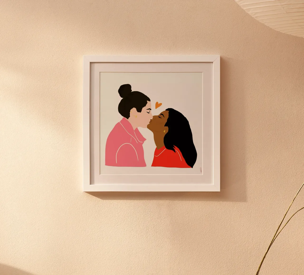 Embrassez qui vous voudrez III poster con telaio in legno da Céleste Wallaert
