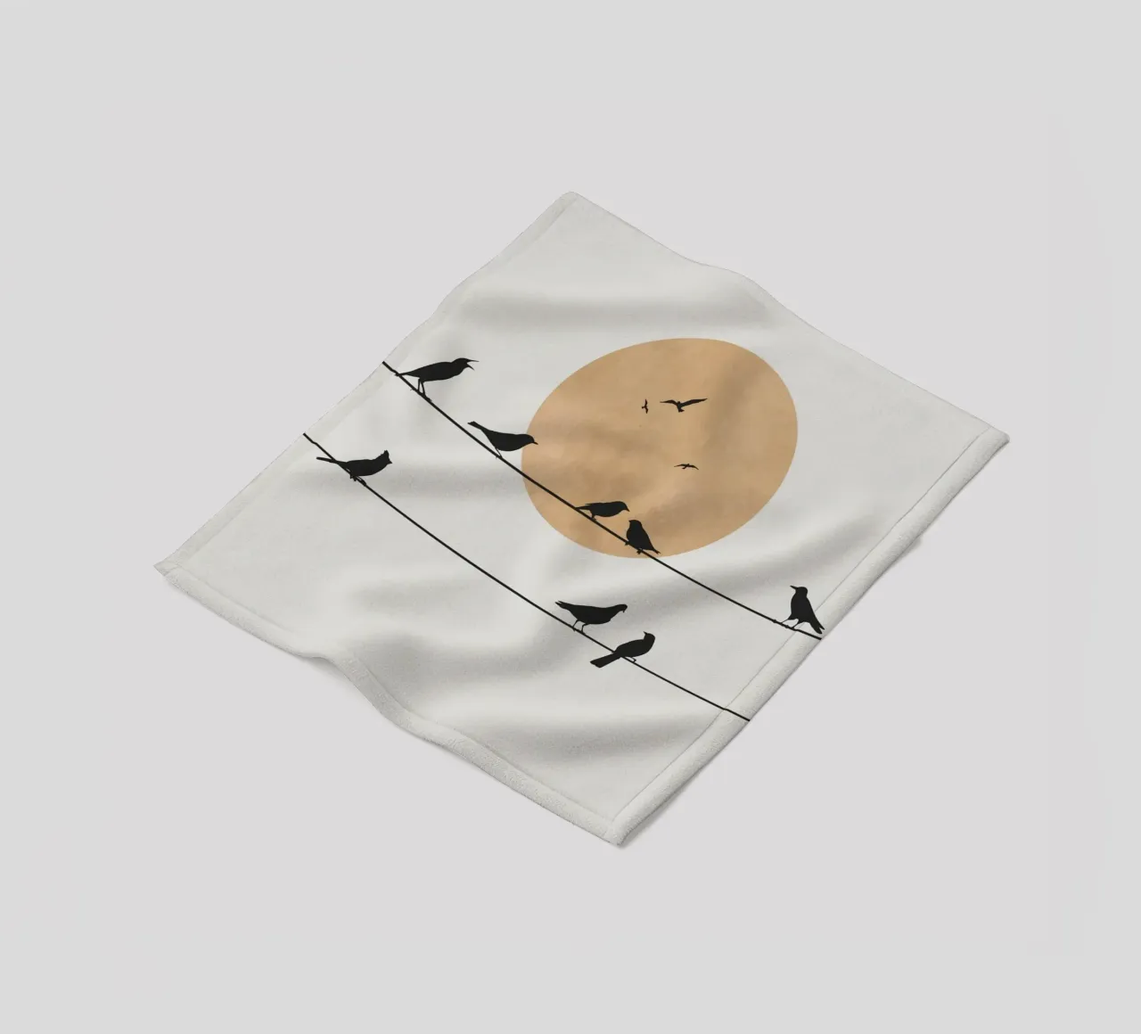 Birds on clothesline fleece blanket by studiopicaprints