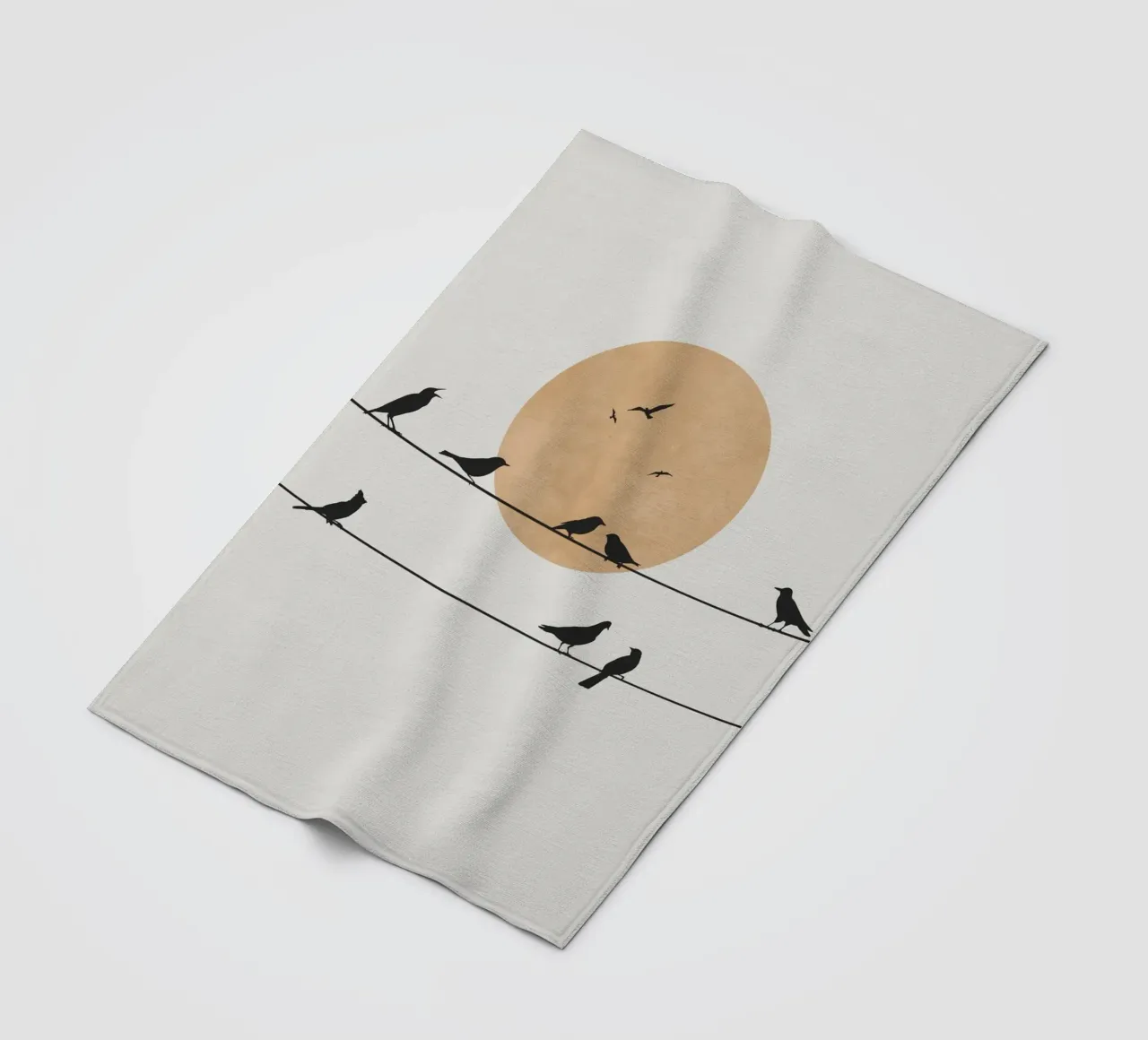 Birds on clothesline fleece blanket by studiopicaprints