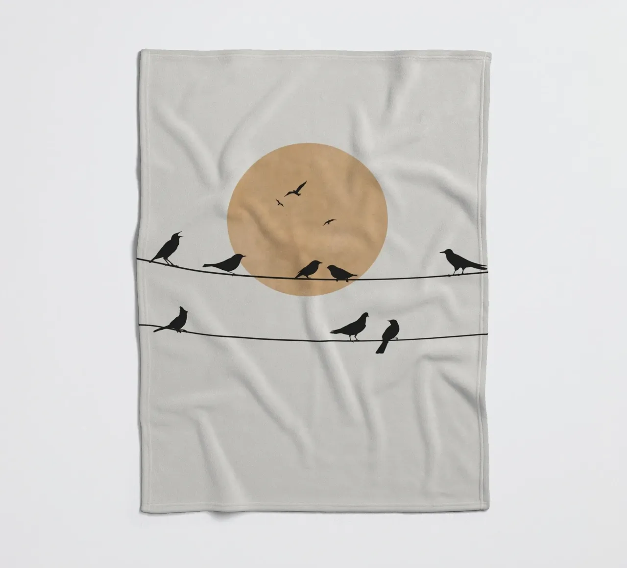 Birds on clothesline fleece blanket by studiopicaprints
