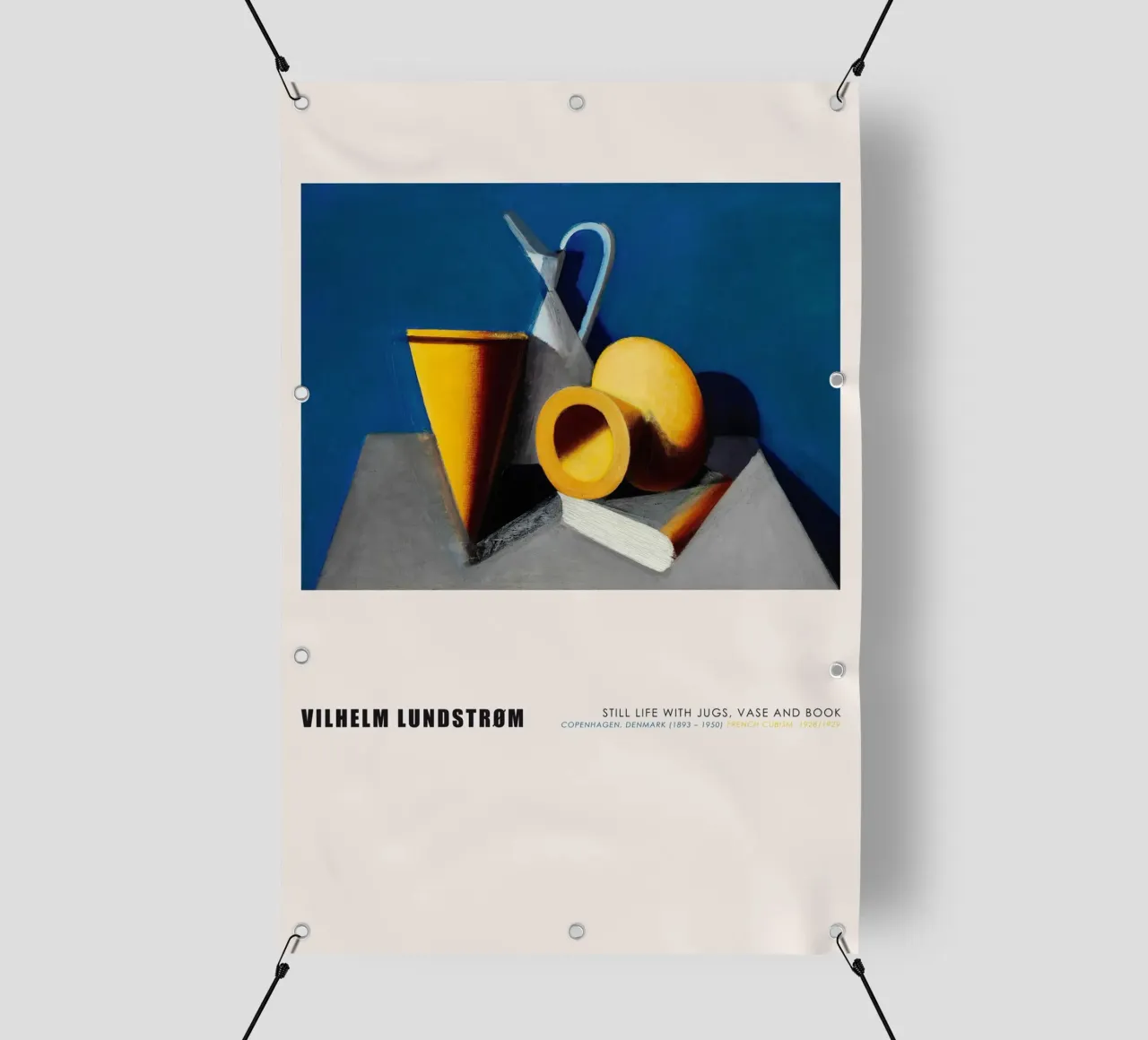 Vilhelm Lundstrom - Natura morta con Juga, vaso e libro telo in pvc da Old Masters