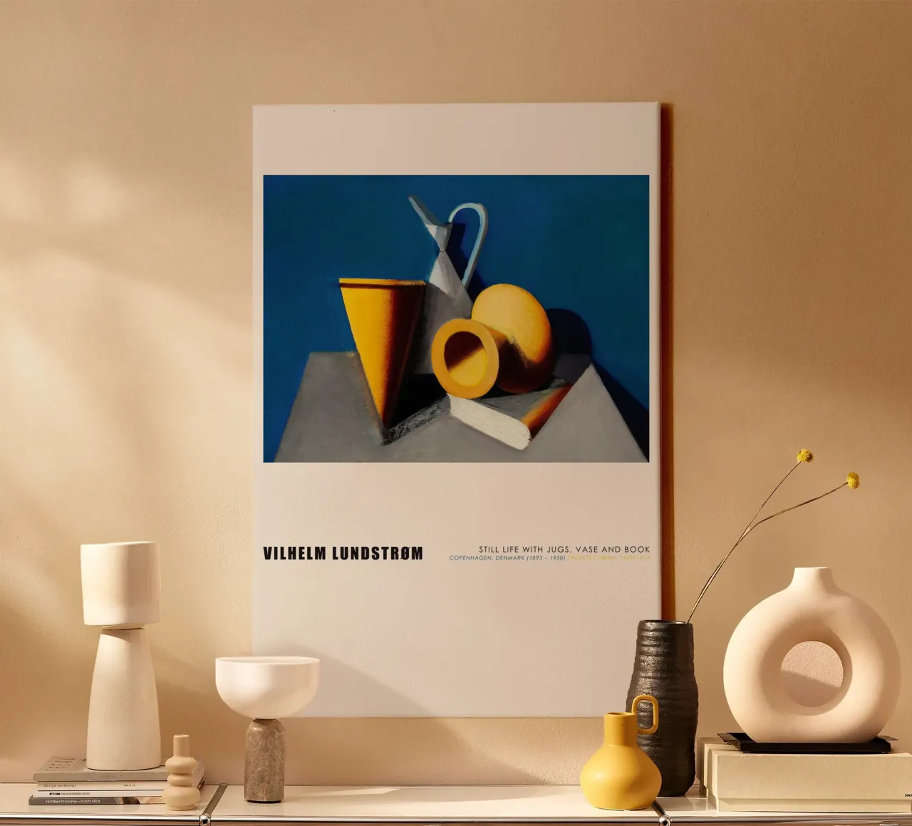 Vilhelm Lundstrom - Natura morta con Juga, vaso e libro tela con Cornice a cassetta da Old Masters