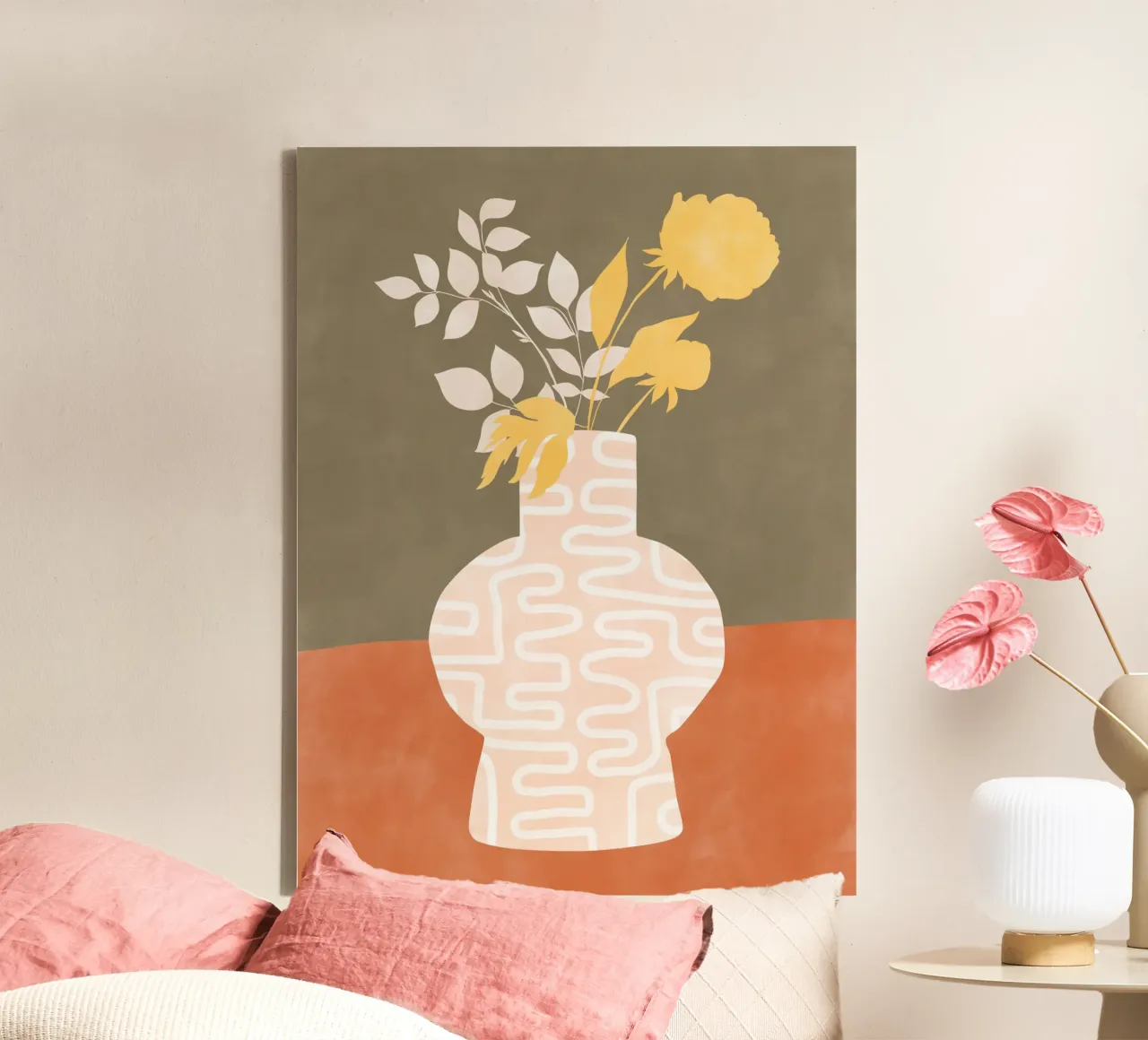 Stylized Vase With White Patterns canvas by Pictufy Sun & Spirit