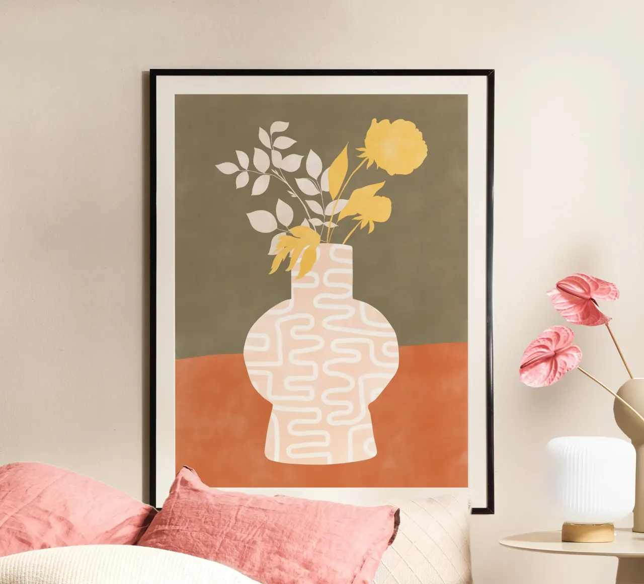 Stylized Vase With White Patterns hahnemühle by Pictufy Sun & Spirit