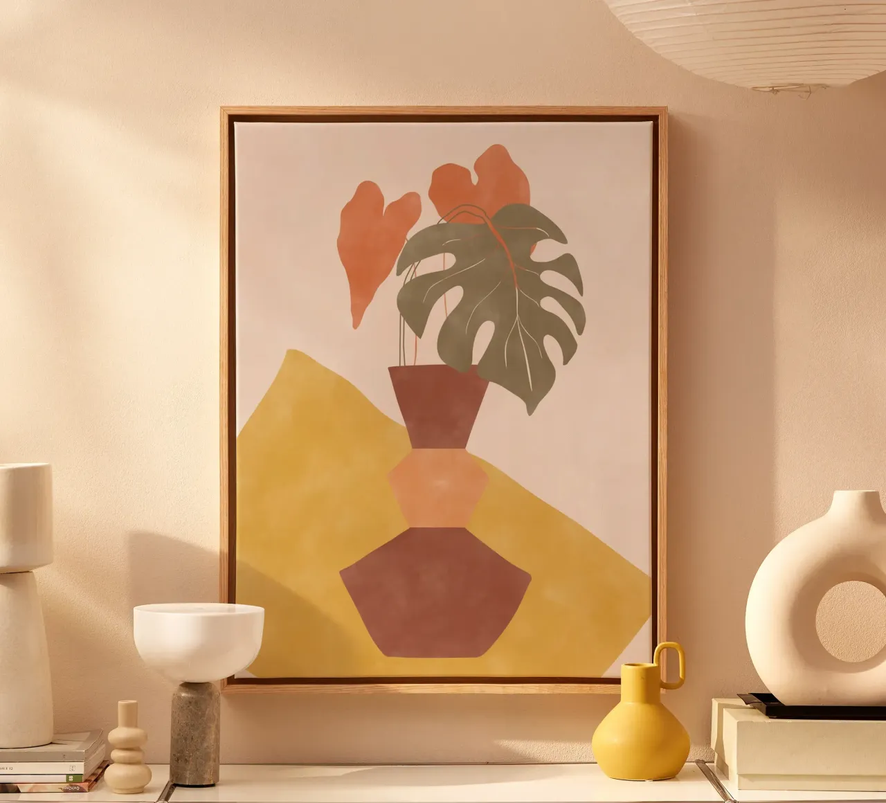 Foglie tropicali in un vaso geometrico tela da Pictufy Sun & Spirit