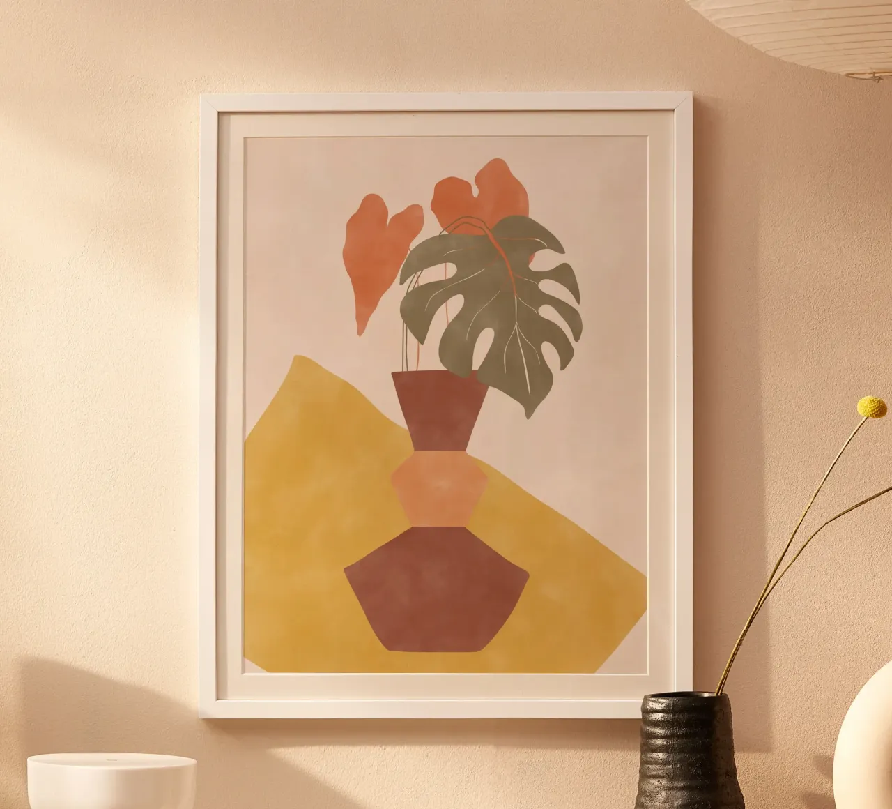Foglie tropicali in un vaso geometrico carta hahnemühle da Pictufy Sun & Spirit