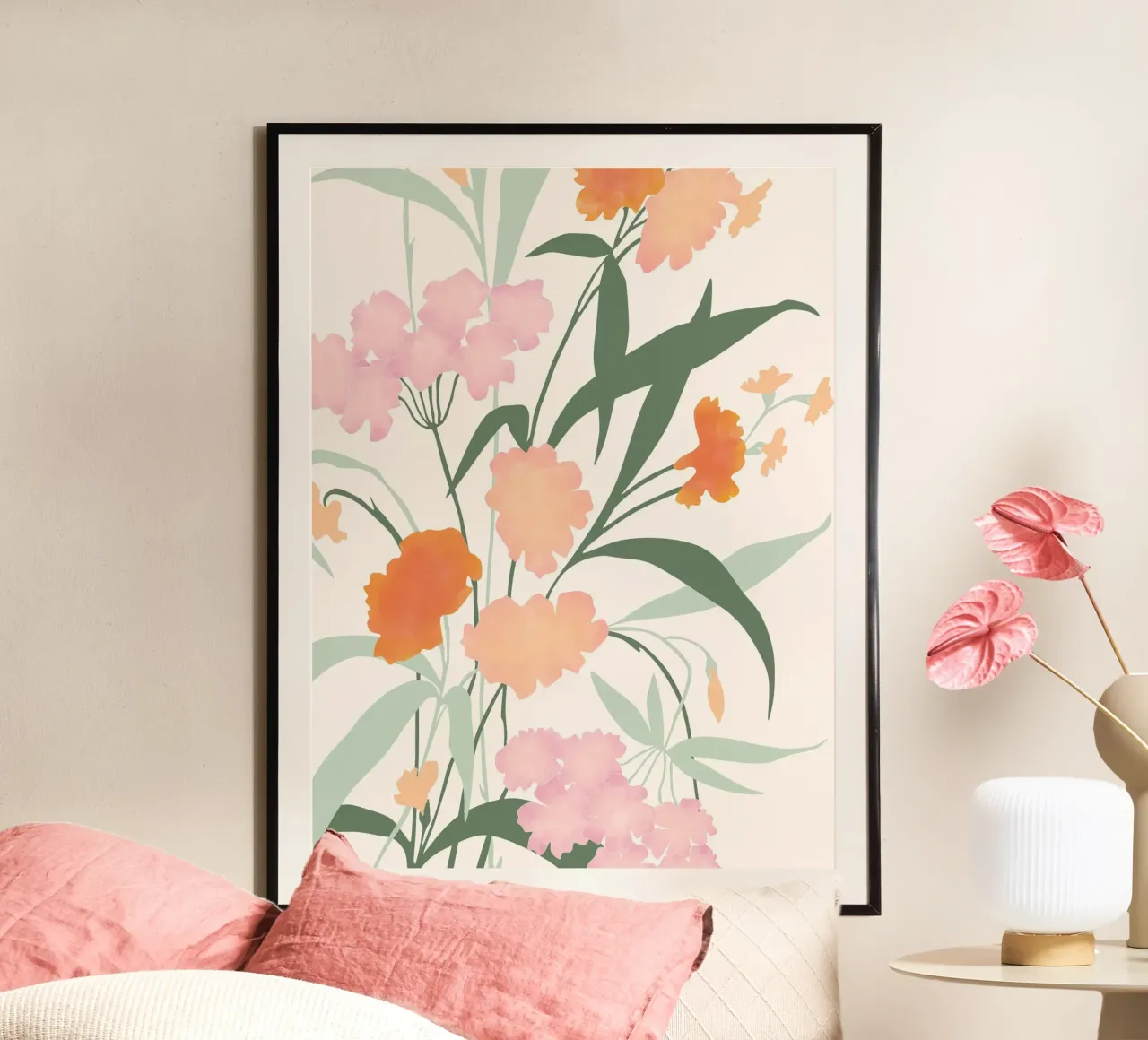 Paesaggio botanico da sogno poster con telaio in plastica da Pictufy Sun & Spirit