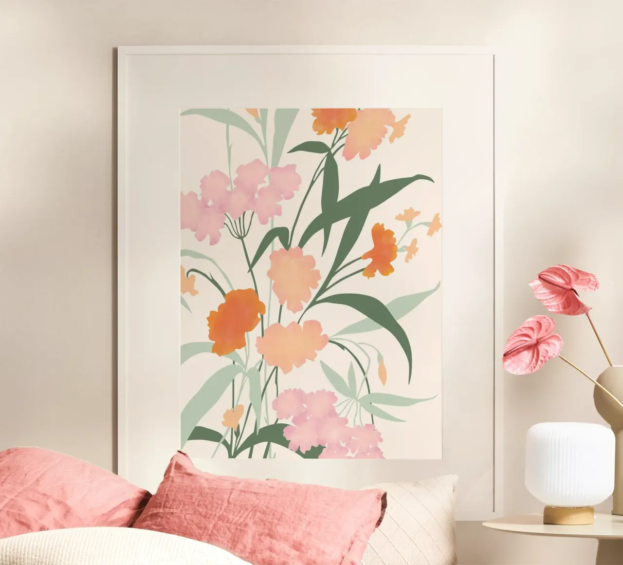 Paesaggio botanico da sogno poster con telaio in plastica da Pictufy Sun & Spirit