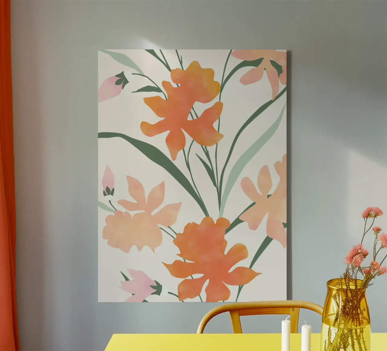 Bloemenpatroon met abstracte kleurrijke bloemen canvas met Baklijst van Pictufy Sun & Spirit