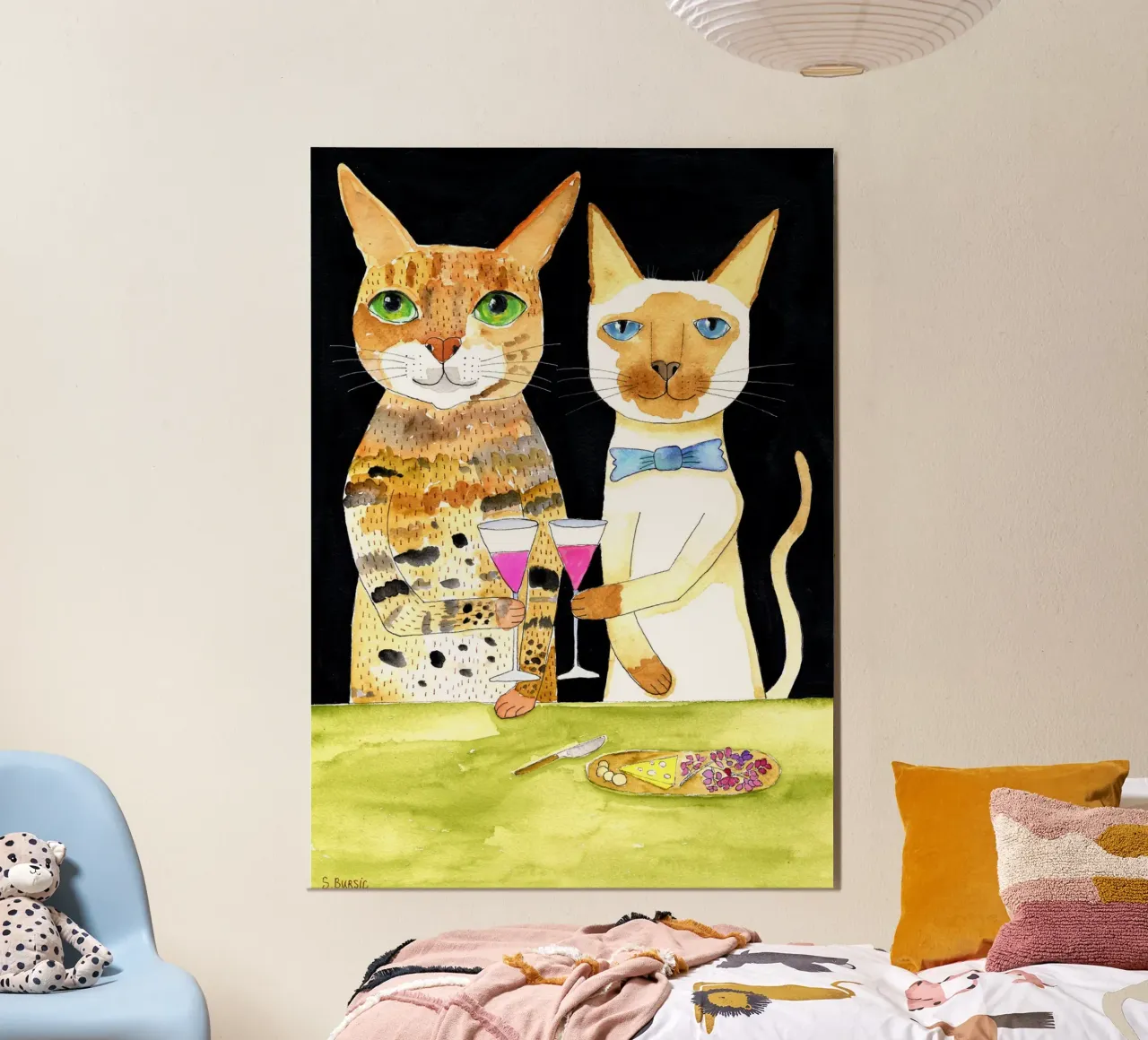 Gatti che bevono i migliori amici alluminio dibond da Pictufy Sun & Spirit