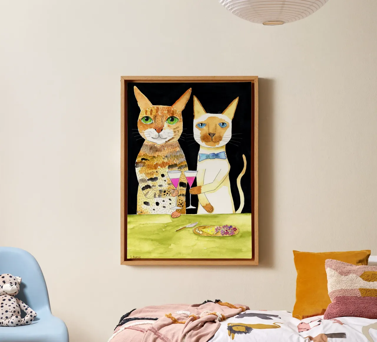 Gatti che bevono i migliori amici tela con Cornice a cassetta da Pictufy Sun & Spirit