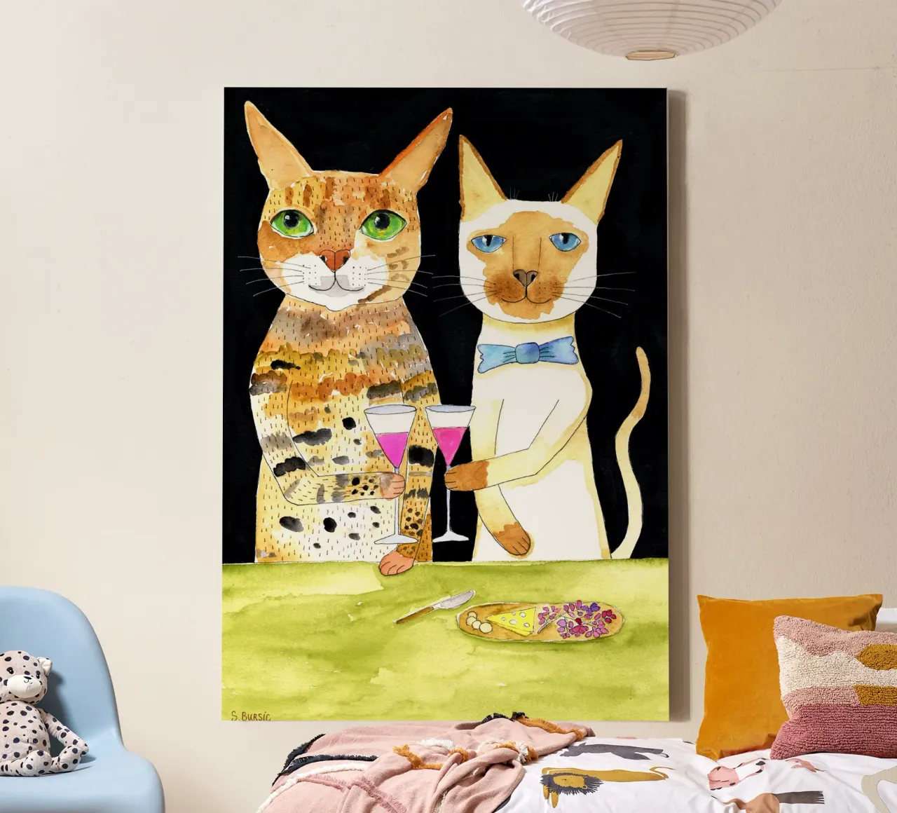 Gatti che bevono i migliori amici tela con Cornice a cassetta da Pictufy Sun & Spirit
