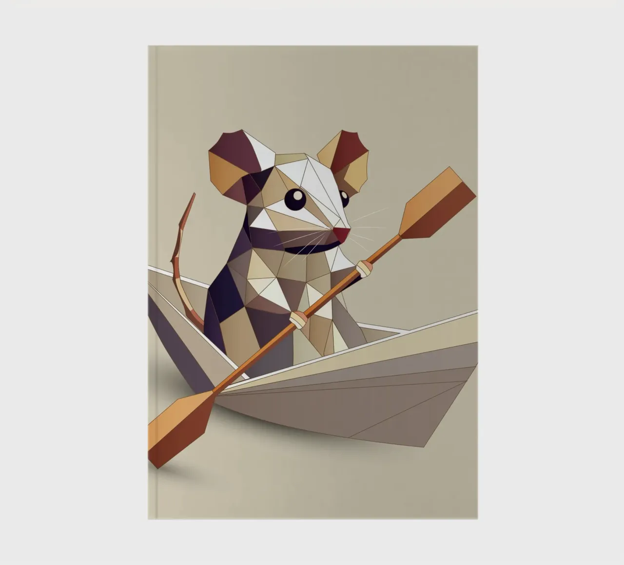 Adventurous mouse in a paper ship - polygon style notebook by namosh