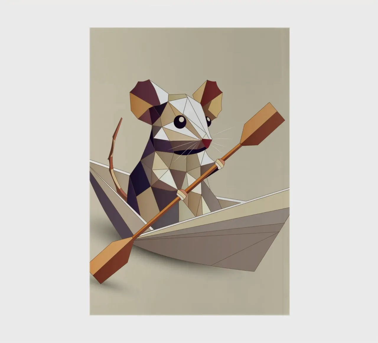 Adventurous mouse in a paper ship - polygon style notebook by namosh