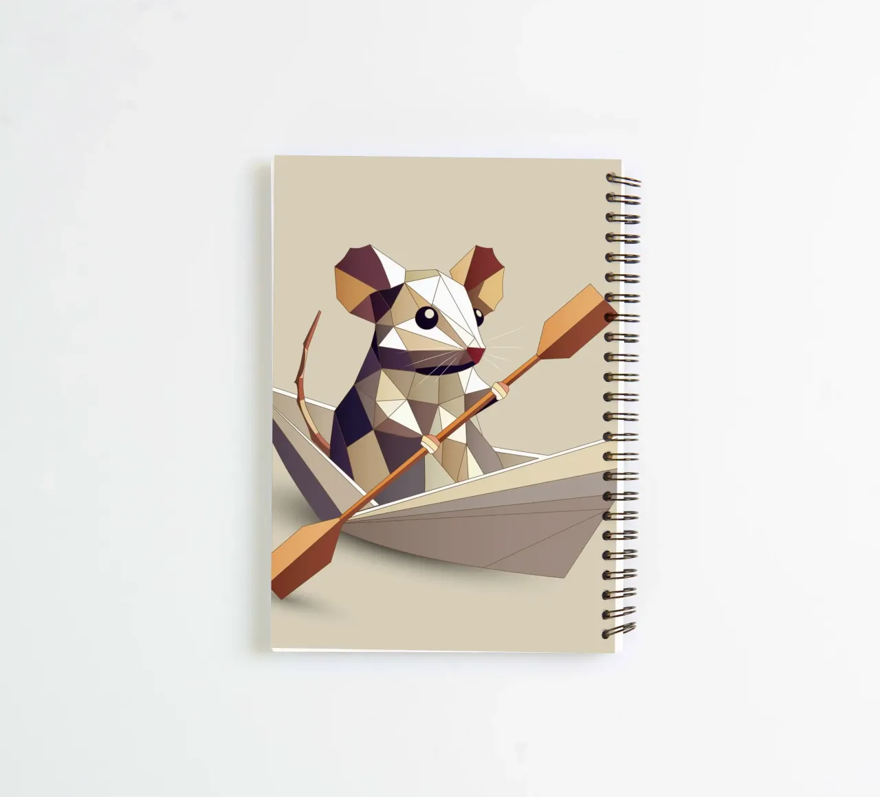 Adventurous mouse in a paper ship - polygon style spiral notebook by namosh