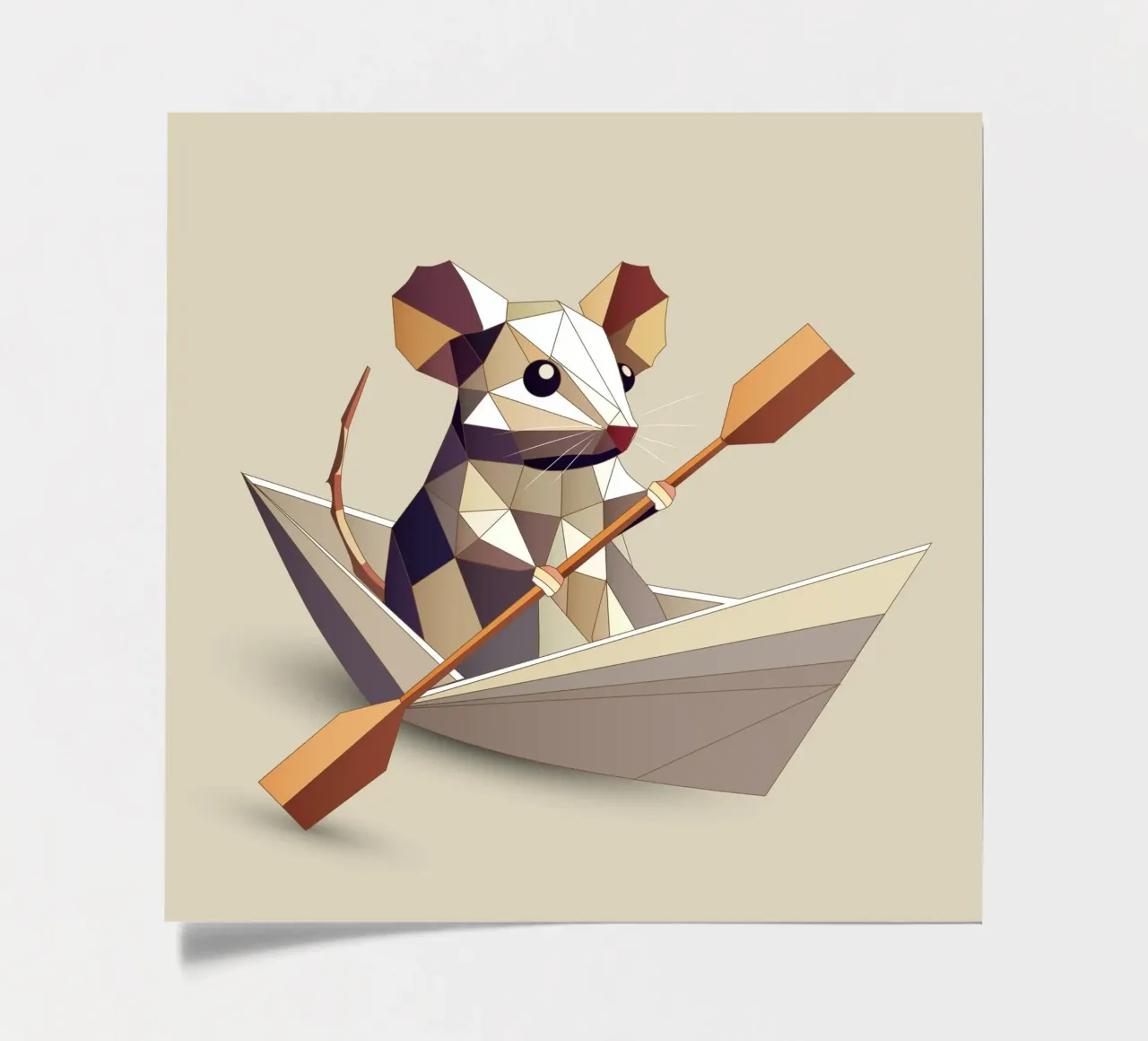 Adventurous mouse in a paper ship - polygon style sticker sheet by namosh