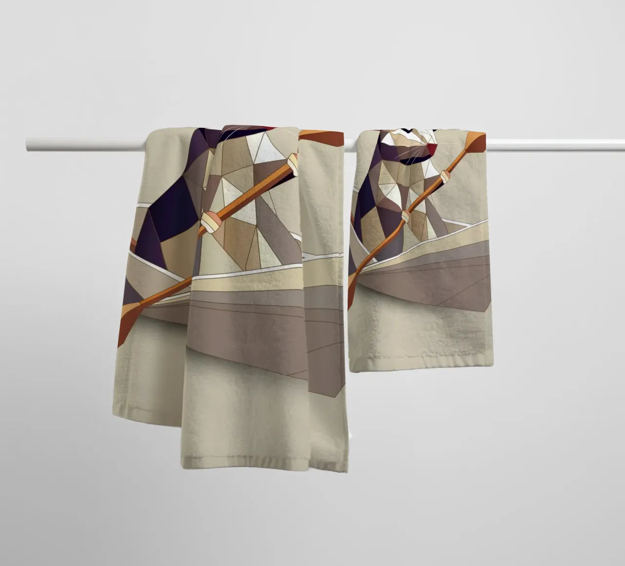 Adventurous mouse in a paper ship - polygon style towel by namosh