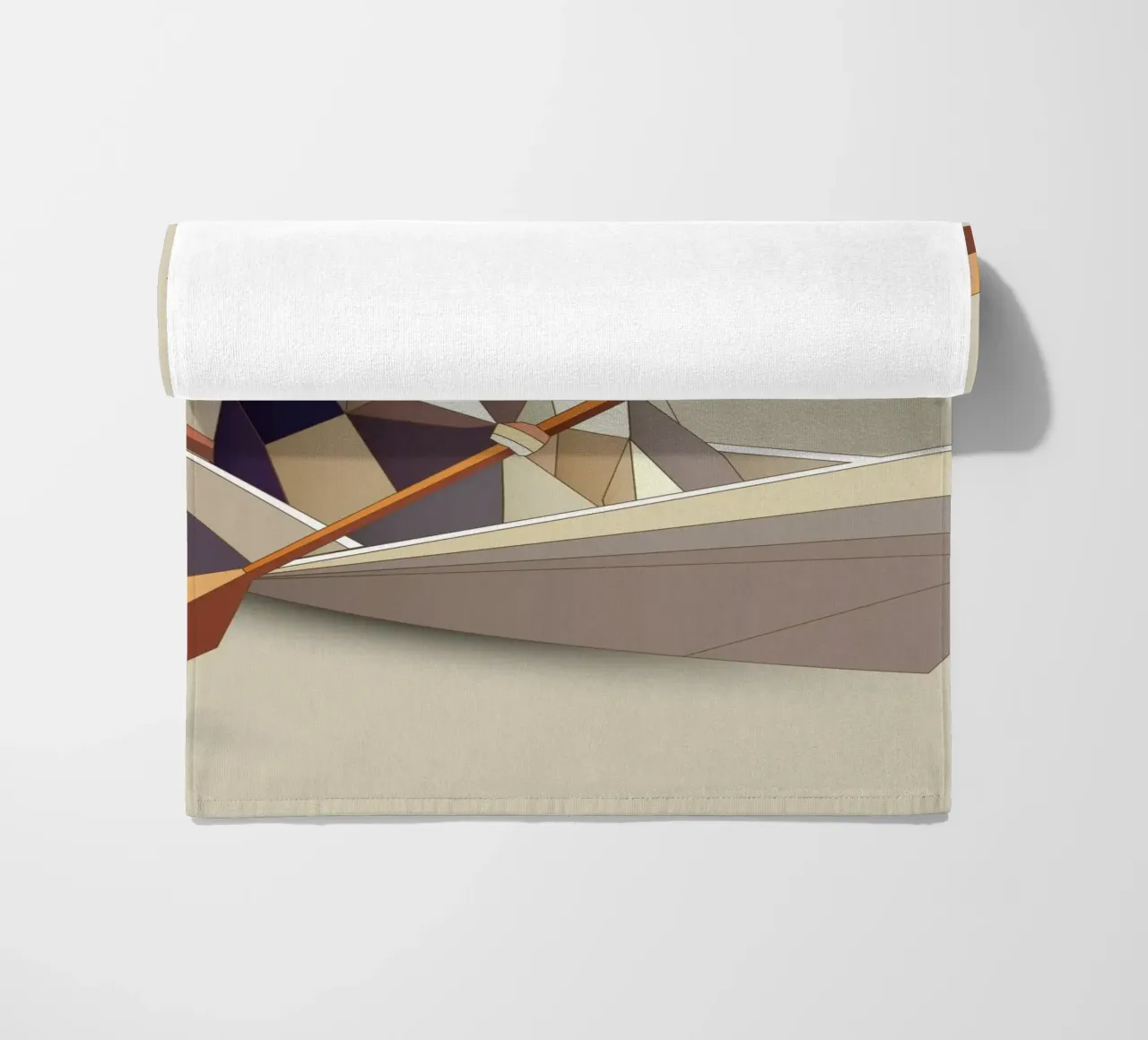 Adventurous mouse in a paper ship - polygon style beach towel by namosh