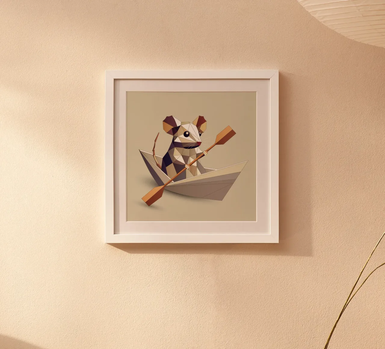 Adventurous mouse in a paper ship - polygon style hahnemühle by namosh