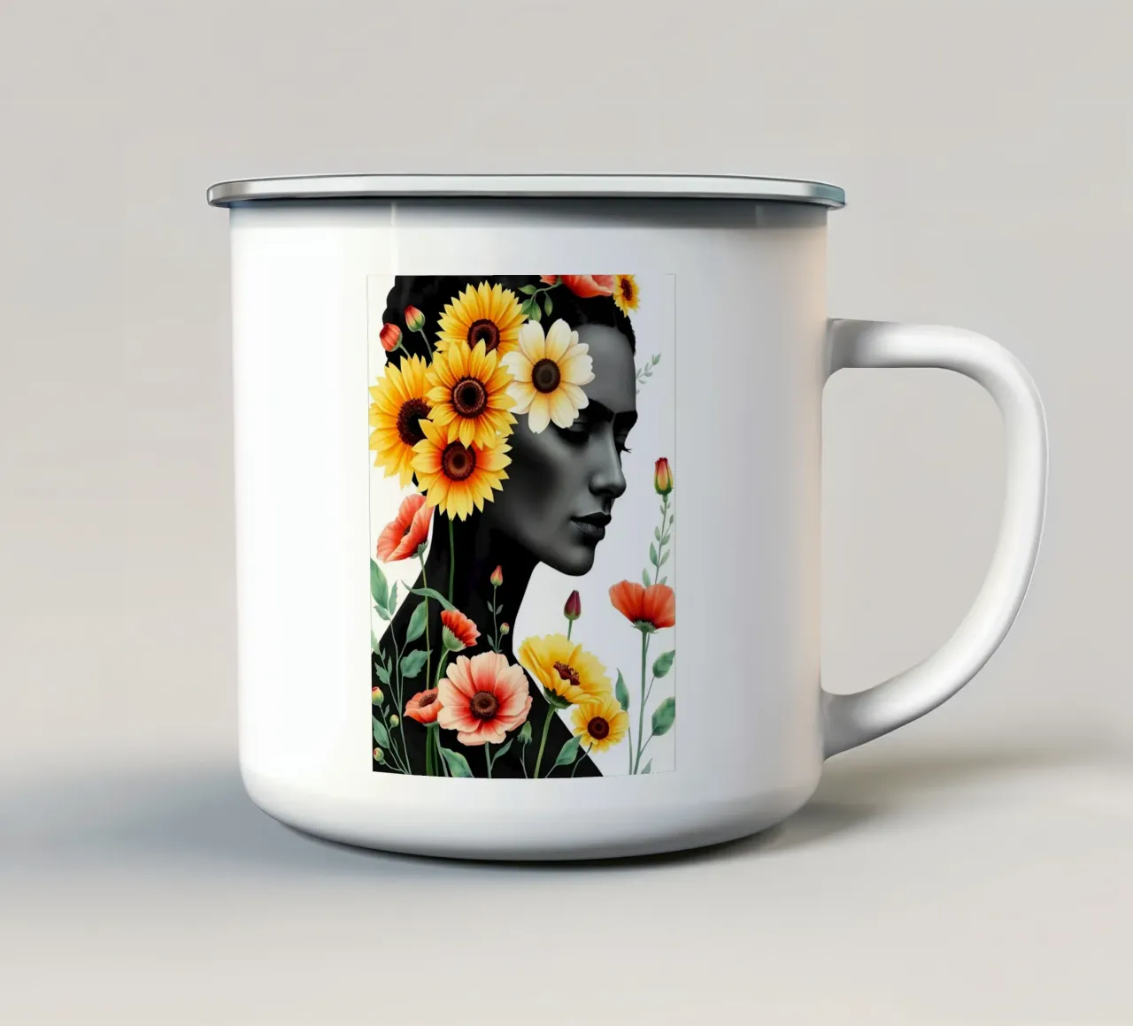 RITRATTO FLOREALE DI FRIDA KAHLO tazza in smalto da ARTOMATIC