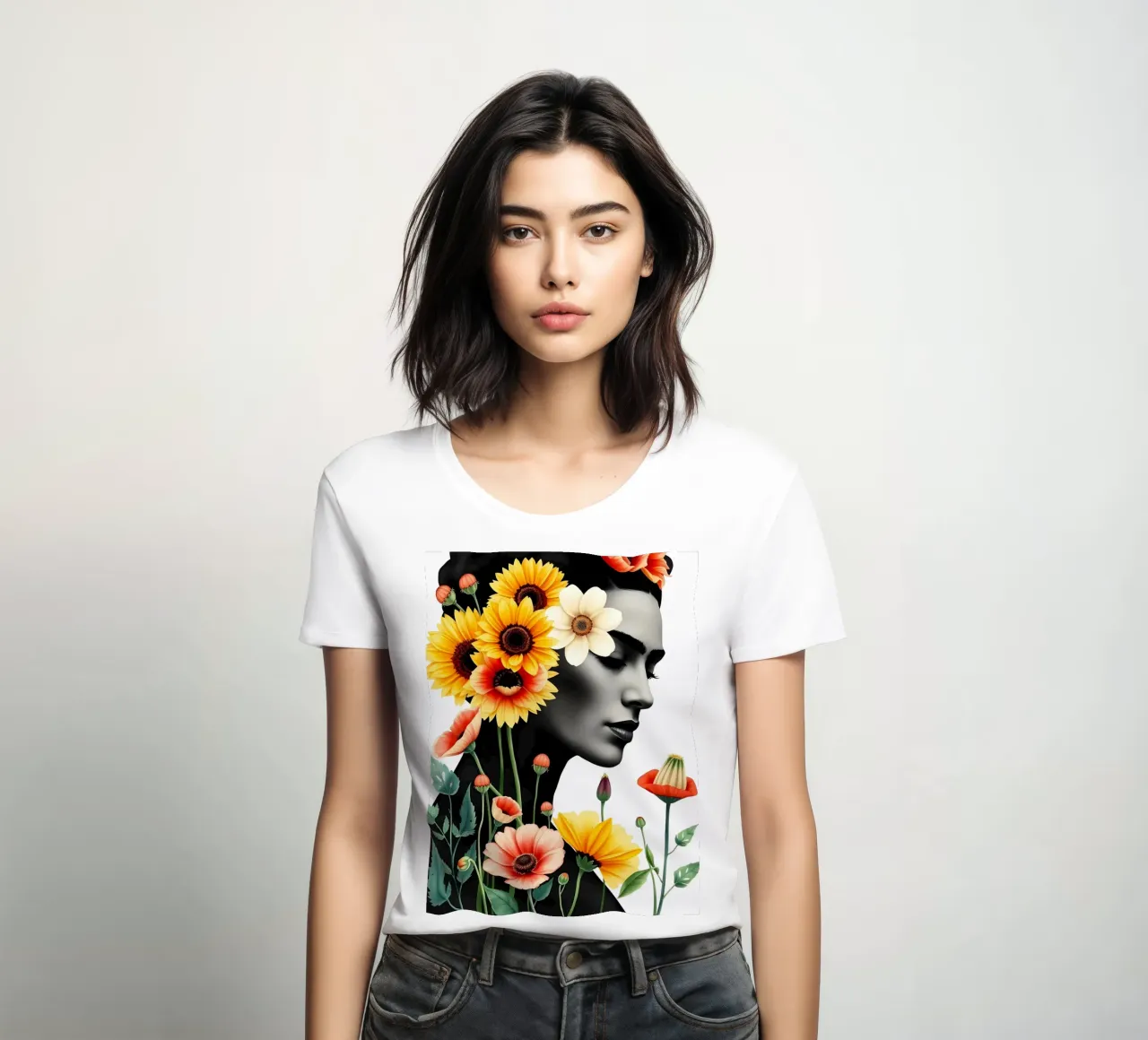 FRIDA KAHLO BOTANICAL GARDEN women's fitted t-shirt by ARTOMATIC