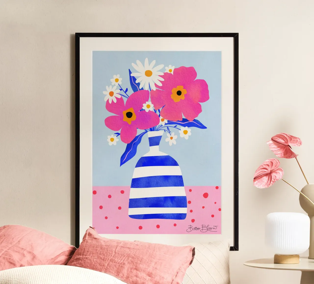 Vaso di fiori massimalista poster con telaio in alluminio da Pictufy Sun & Spirit